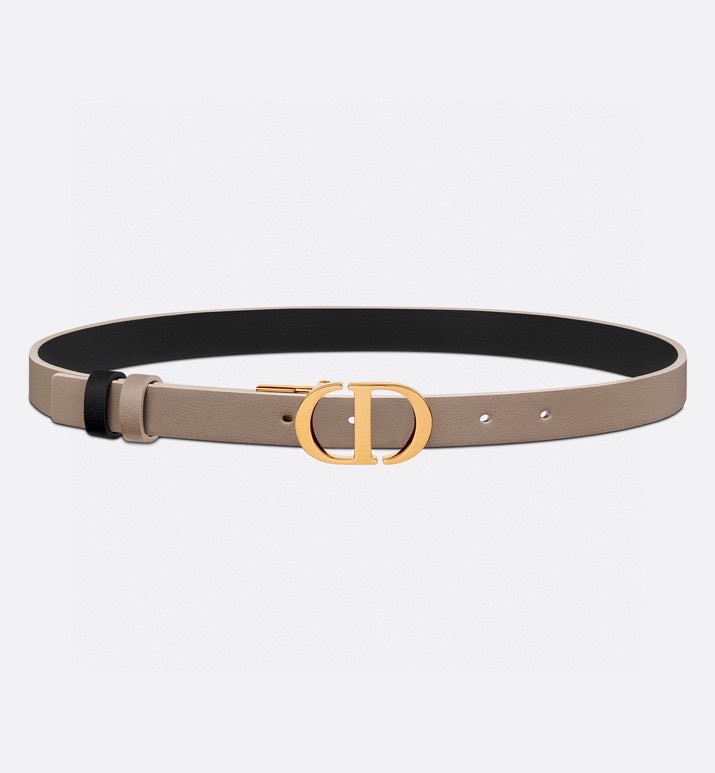 [TOP] Christian Dior Belt Cowhide 20mm - Gray and Black - 711 Luxury