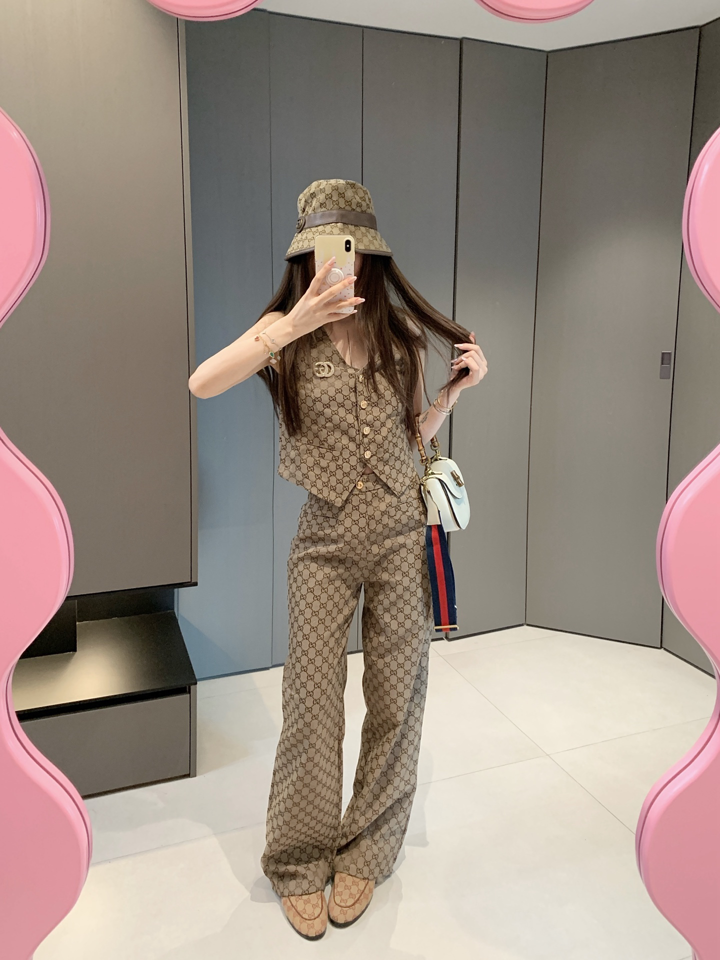 [TOP] GUCCI Vest + Pants Set - Brown