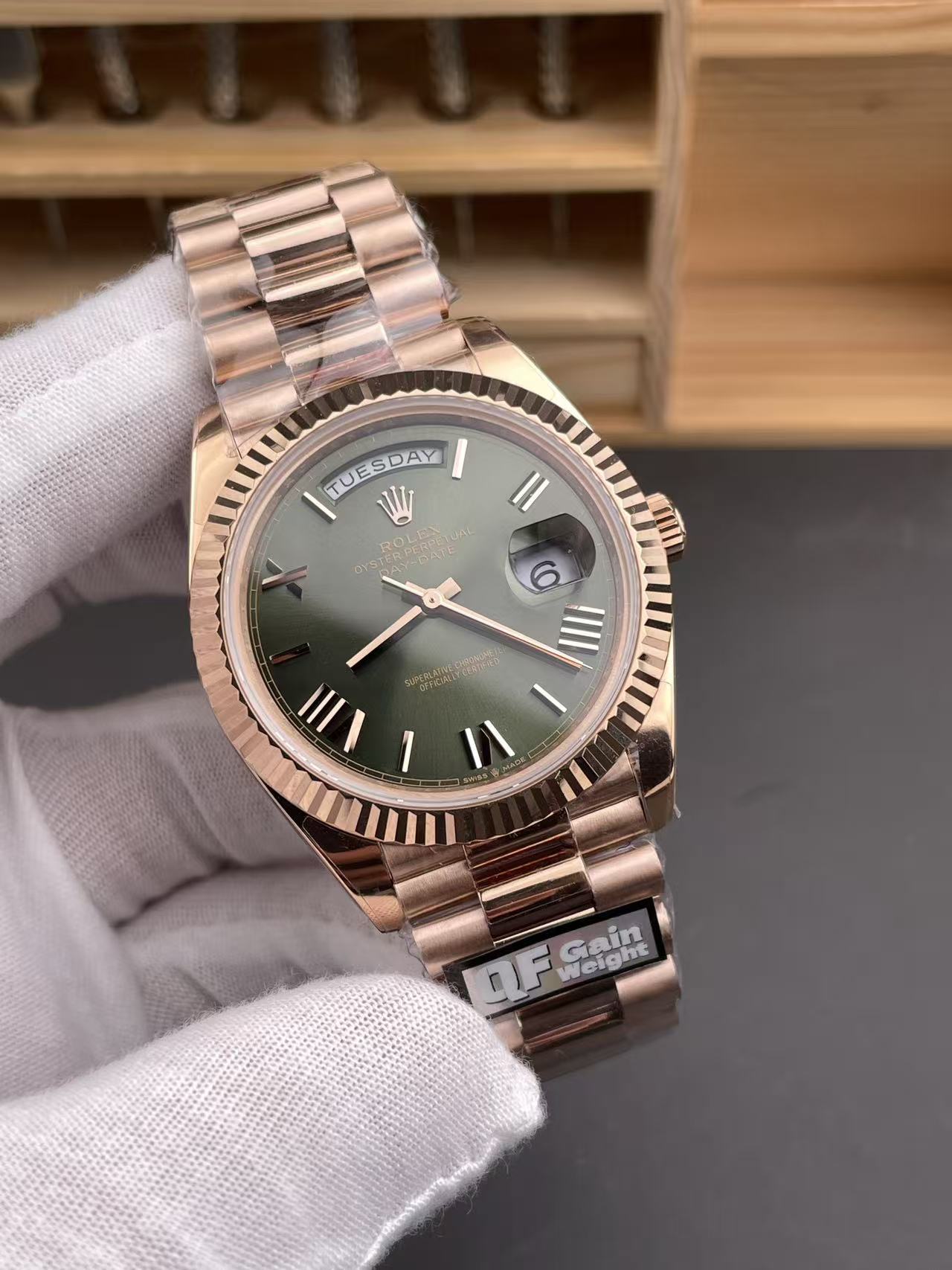 [TOP] ROLEX Watch 40mm - Green and Rose Gold - 711 Luxury