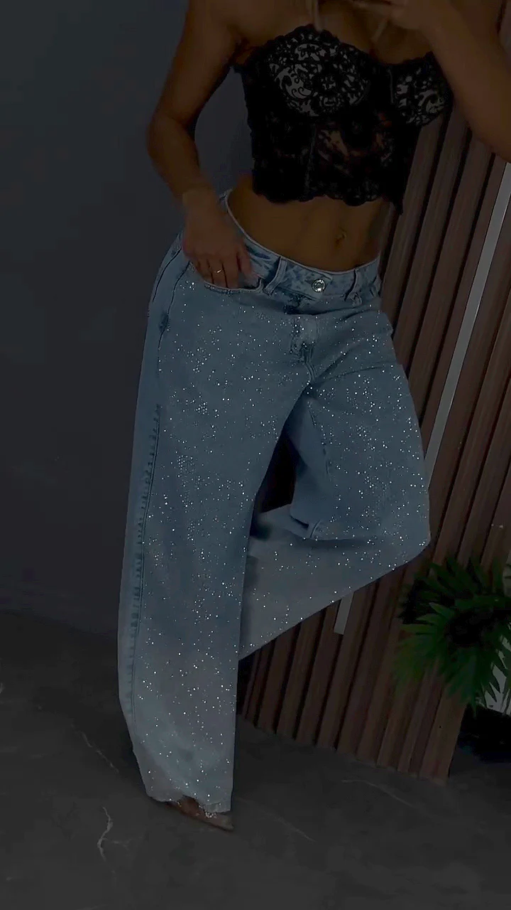 Women's Gradient Hot Diamond Casual Jeans