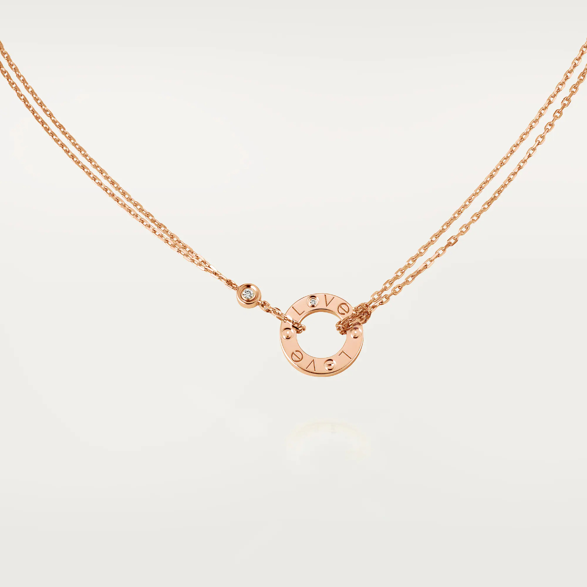 Carty Love Luna Loop Necklace, Rose Gold, 2 Moissanite