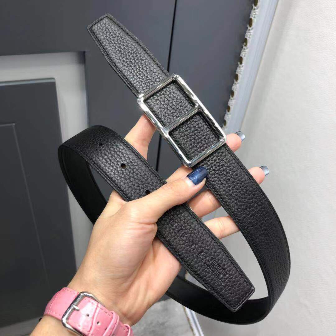 [TOP] HERMES Calfskin Belt 32mm - Black - 711 Luxury