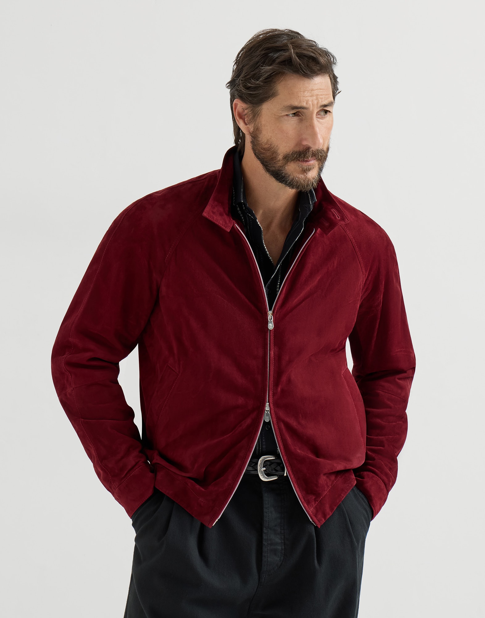 Brunello Cucinelli Clothing Brunello Cucinelli Suede jacket for Man in Cherry #394818 View 2 | Nigo Office