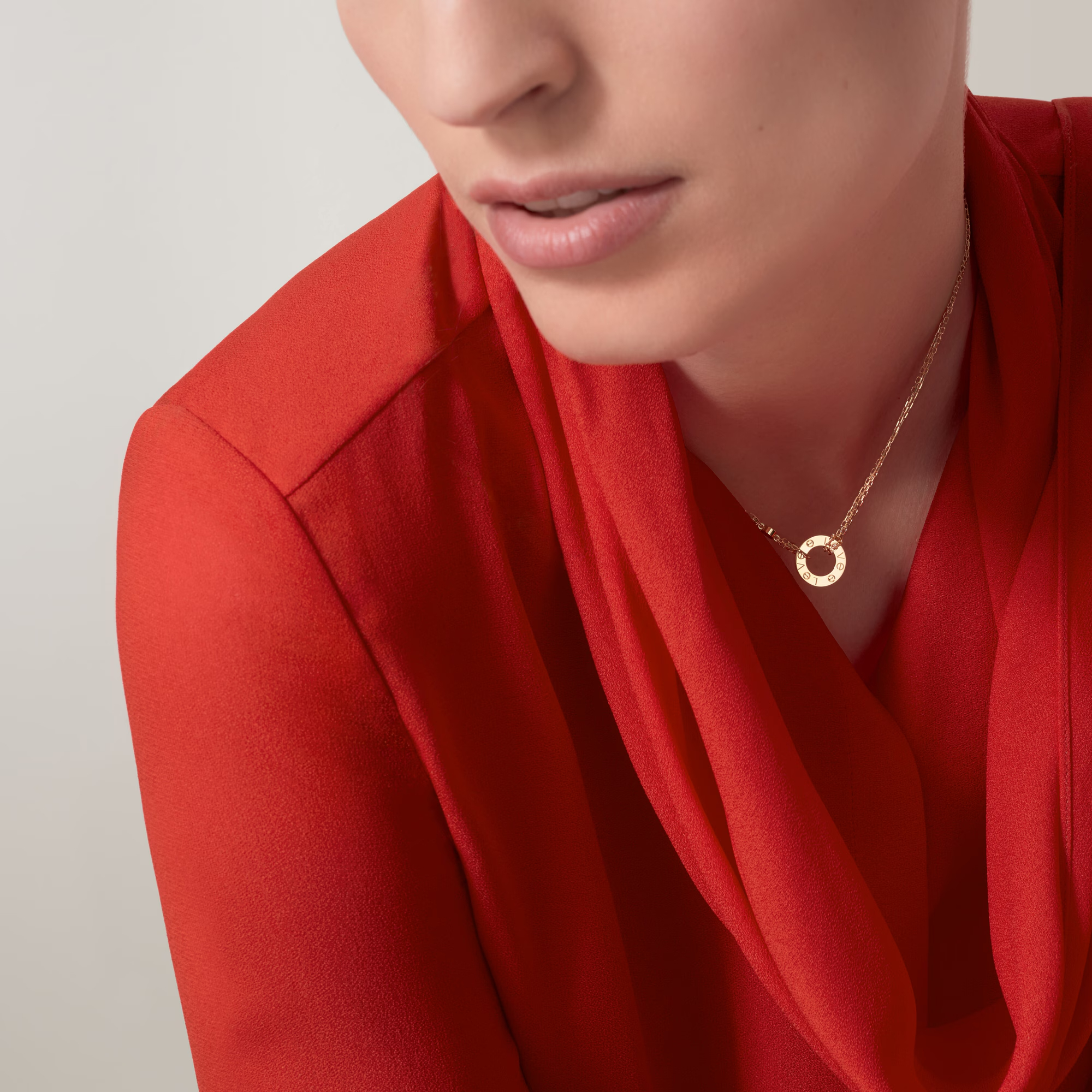 Carty Love Luna Loop Necklace, Yellow Gold, 2 Moissanite