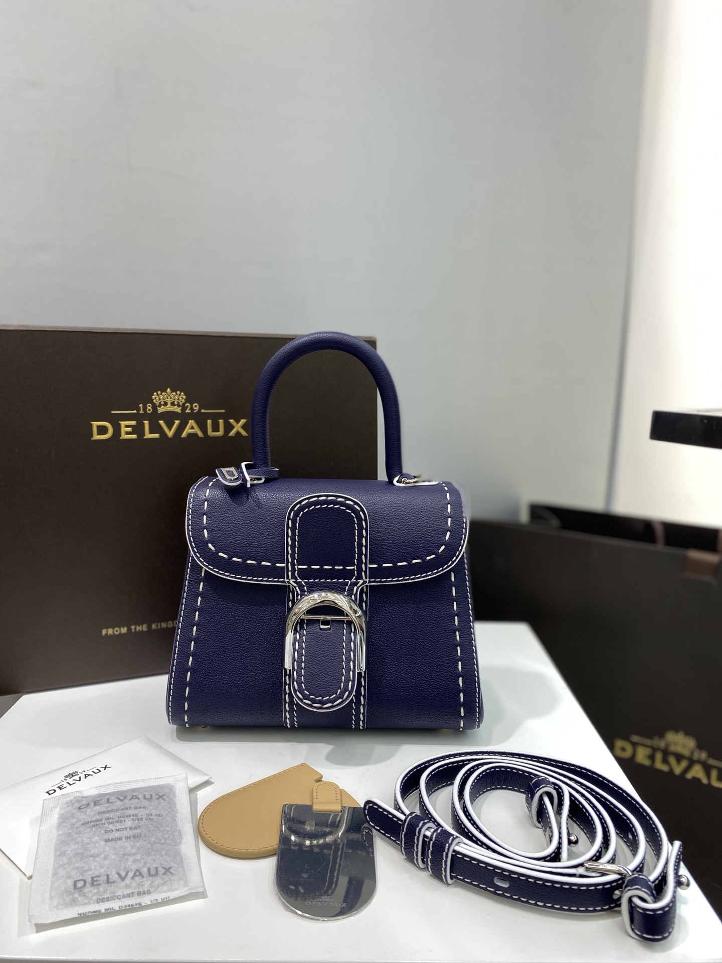 [TOP] Delvaux Brillant Bag 20*12*15.5cm - Blue - 711 Luxury