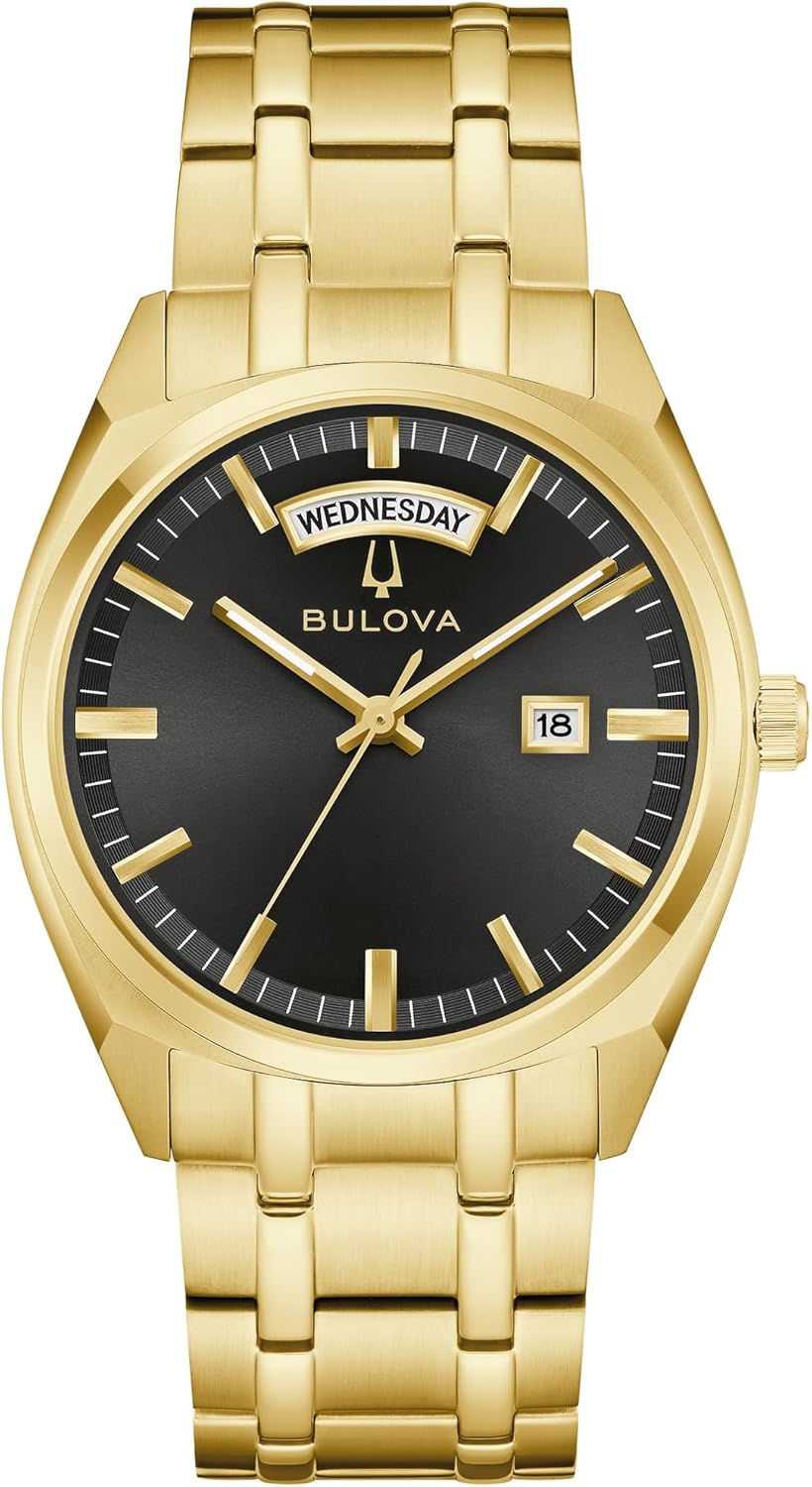 Bulova Men's Classic Dress Surveyor 2-Hand Day/Date Quartz Watch, Luminous Hands, 39mm