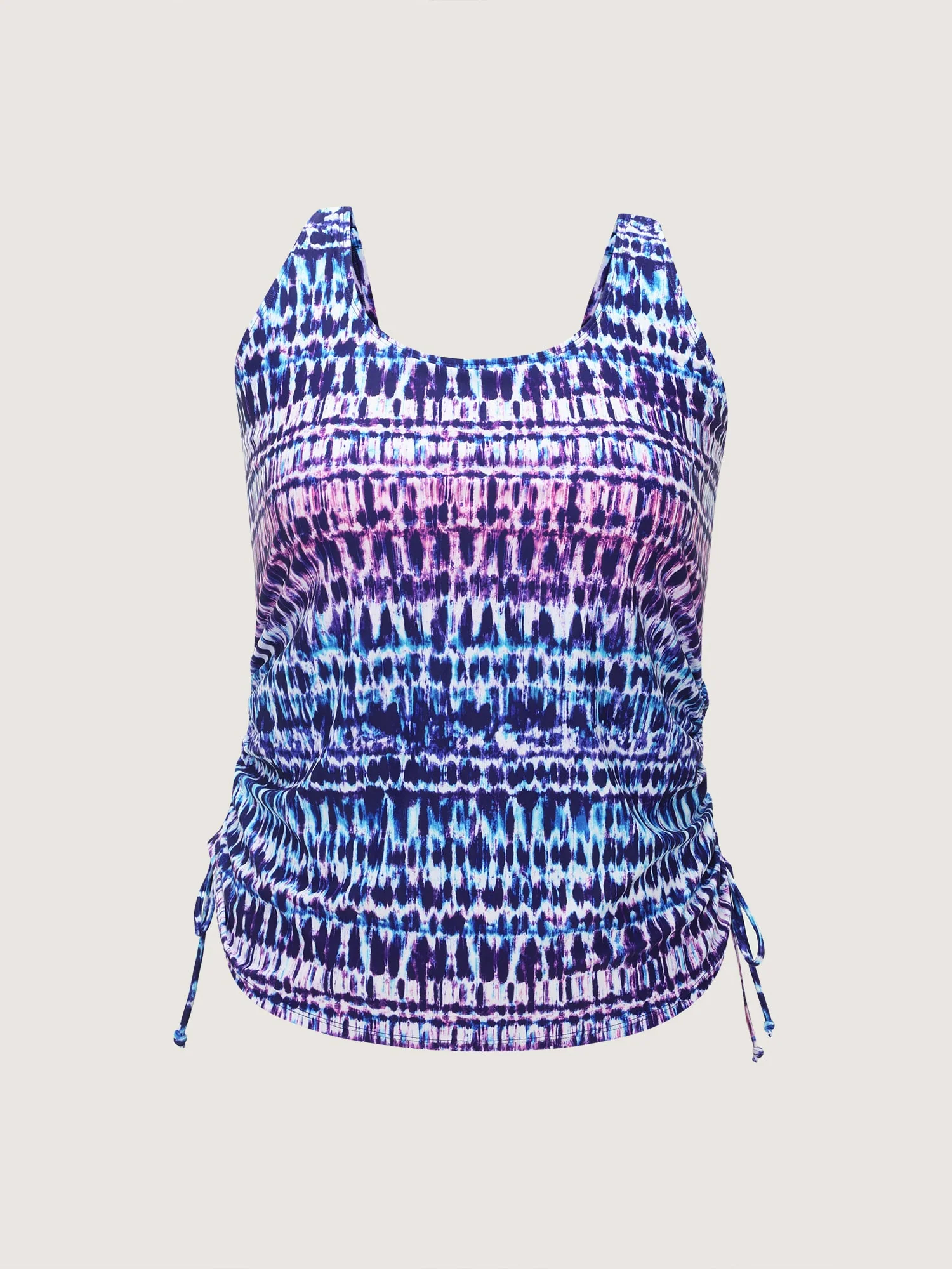 Tie-Dye Effect Scoop Neckline Swim Top