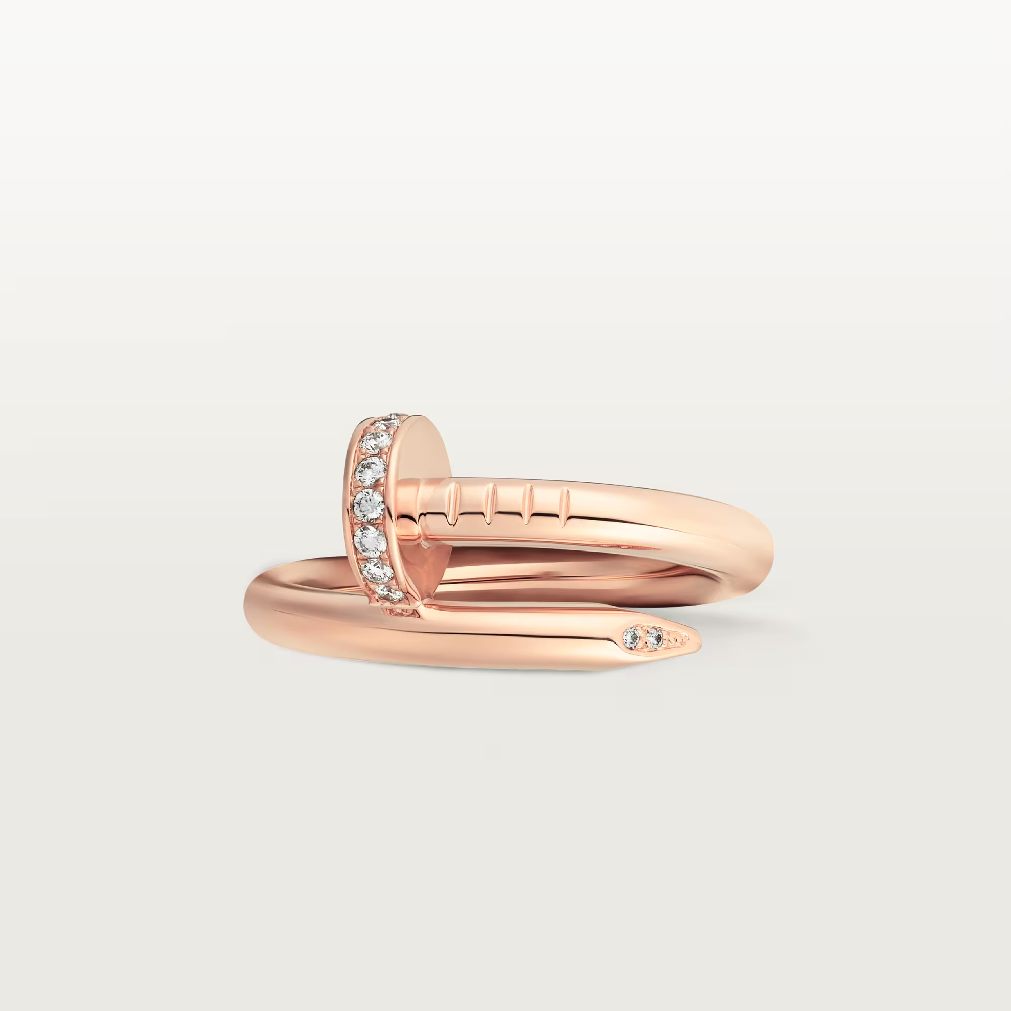 Carty Nails Solo Trace Ring ,Rose Gold, Moissanite,Large Model