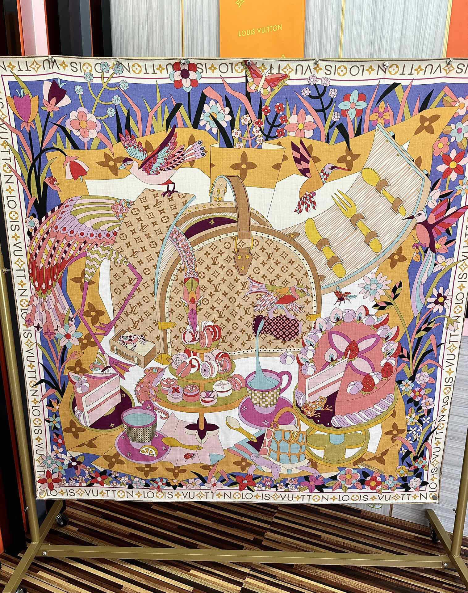 [TOP] Louis Vuitton LV  Scarf 30% Silk + 70% Cashmere 140x140 CM - Pink and Purple