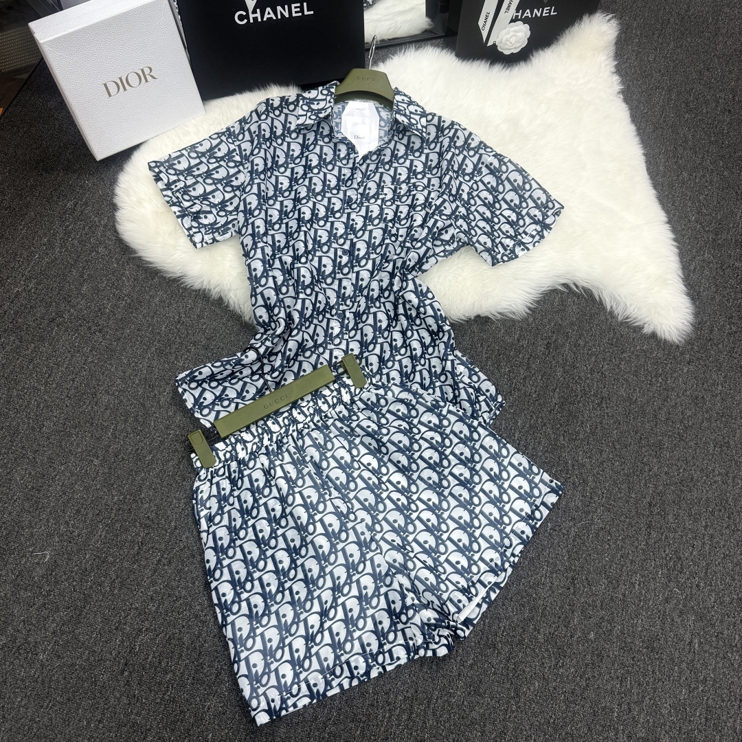 [TOP] Christian Dior  Shirt + Shorts Suit - Blue