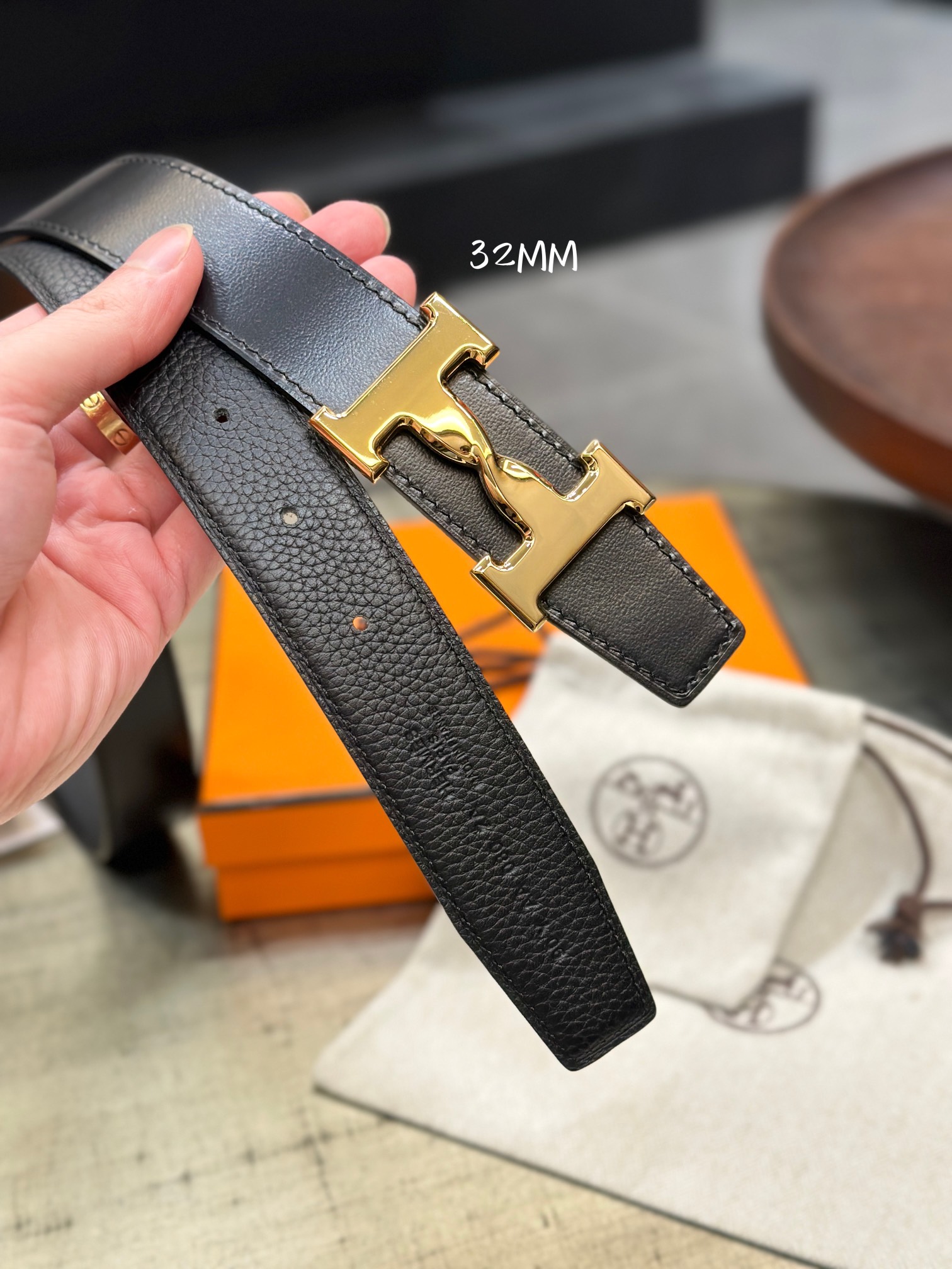 [TOP] HERMES Twist Calfskin Belt 32mm - Black - 711 Luxury