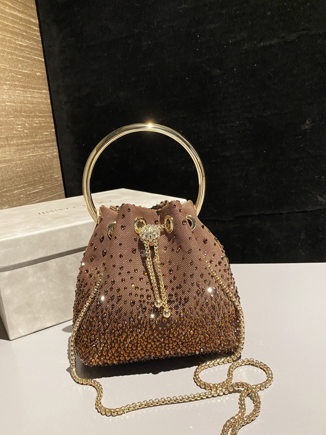 [TOP] JIMMY CHOO Bon Bon Bag 16x15x9.5cm - Khaki - 711 Luxury