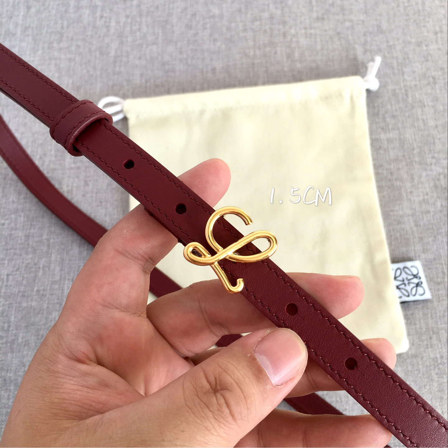 [TOP] LOEWE Leather Belt 1.5 cm - Wine Red - 711 Luxury
