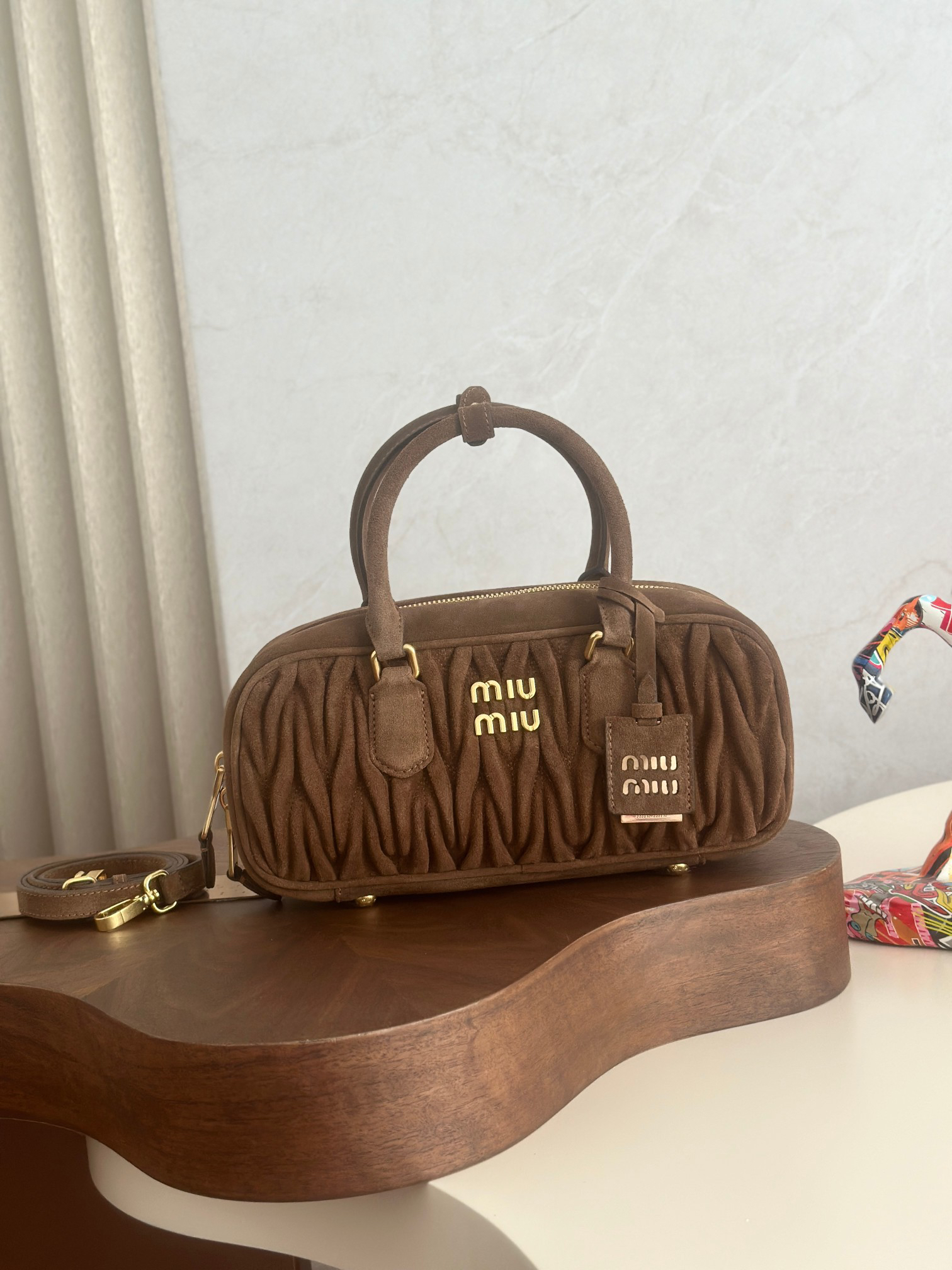 [TOP] Miu Miu Bowling Bag 27x12x9cm - Brown - 711 Luxury