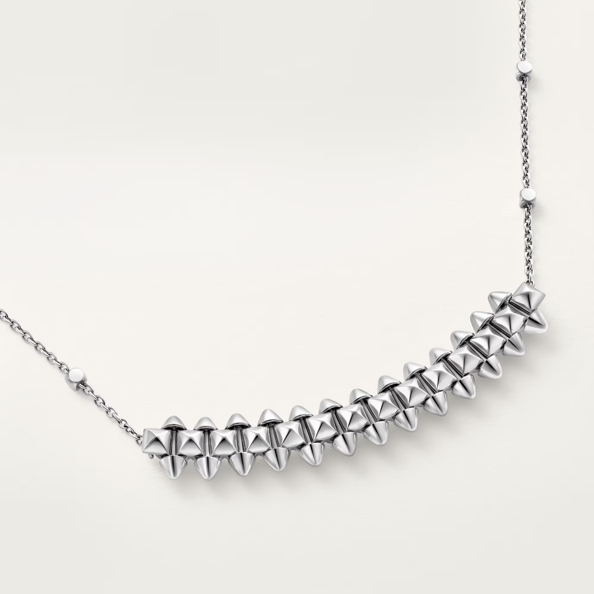 Carty Bullet Necklace, White Gold, Geometric Mesh
