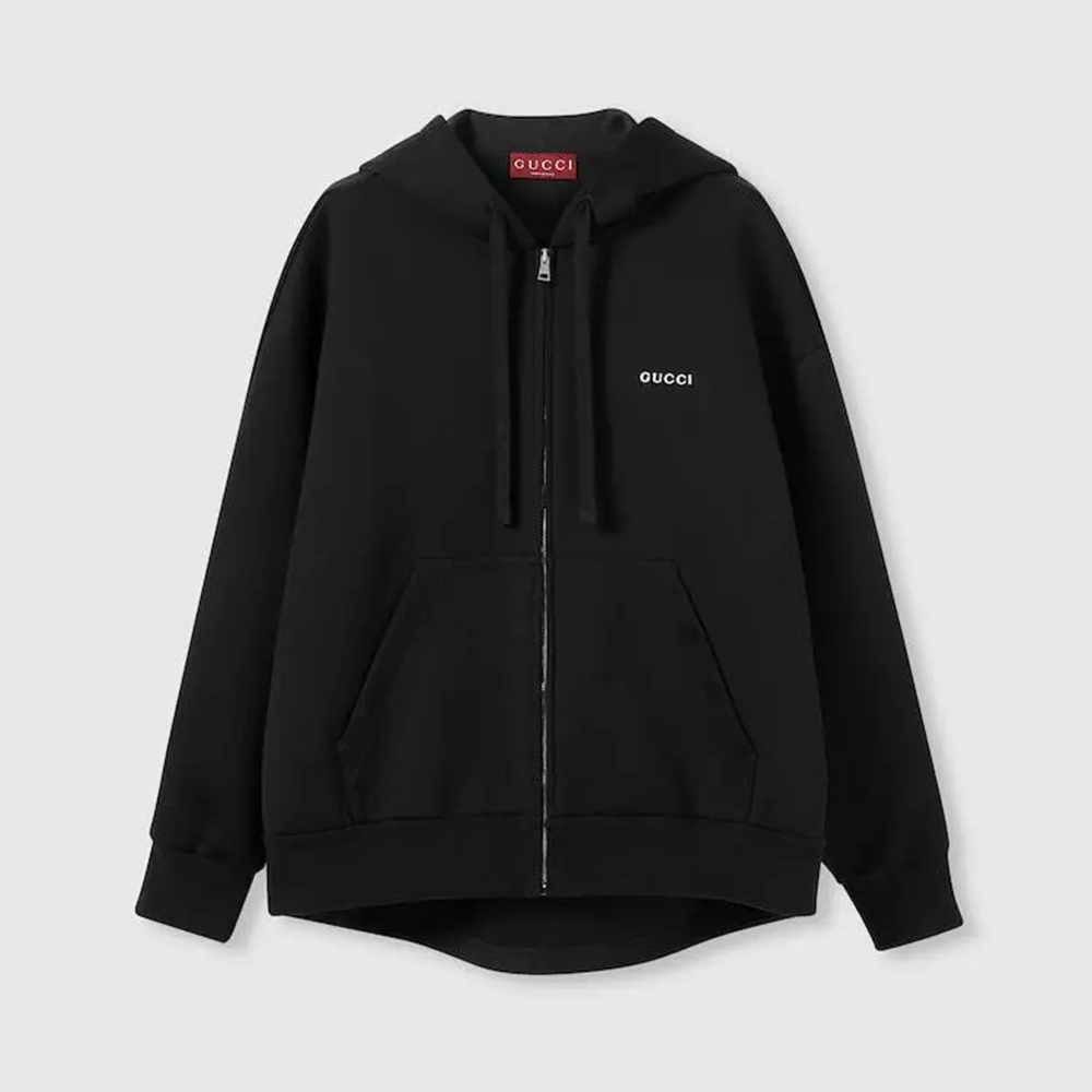 Gucci Cotton Jersey Hooded Zip Sweatshirt #382956