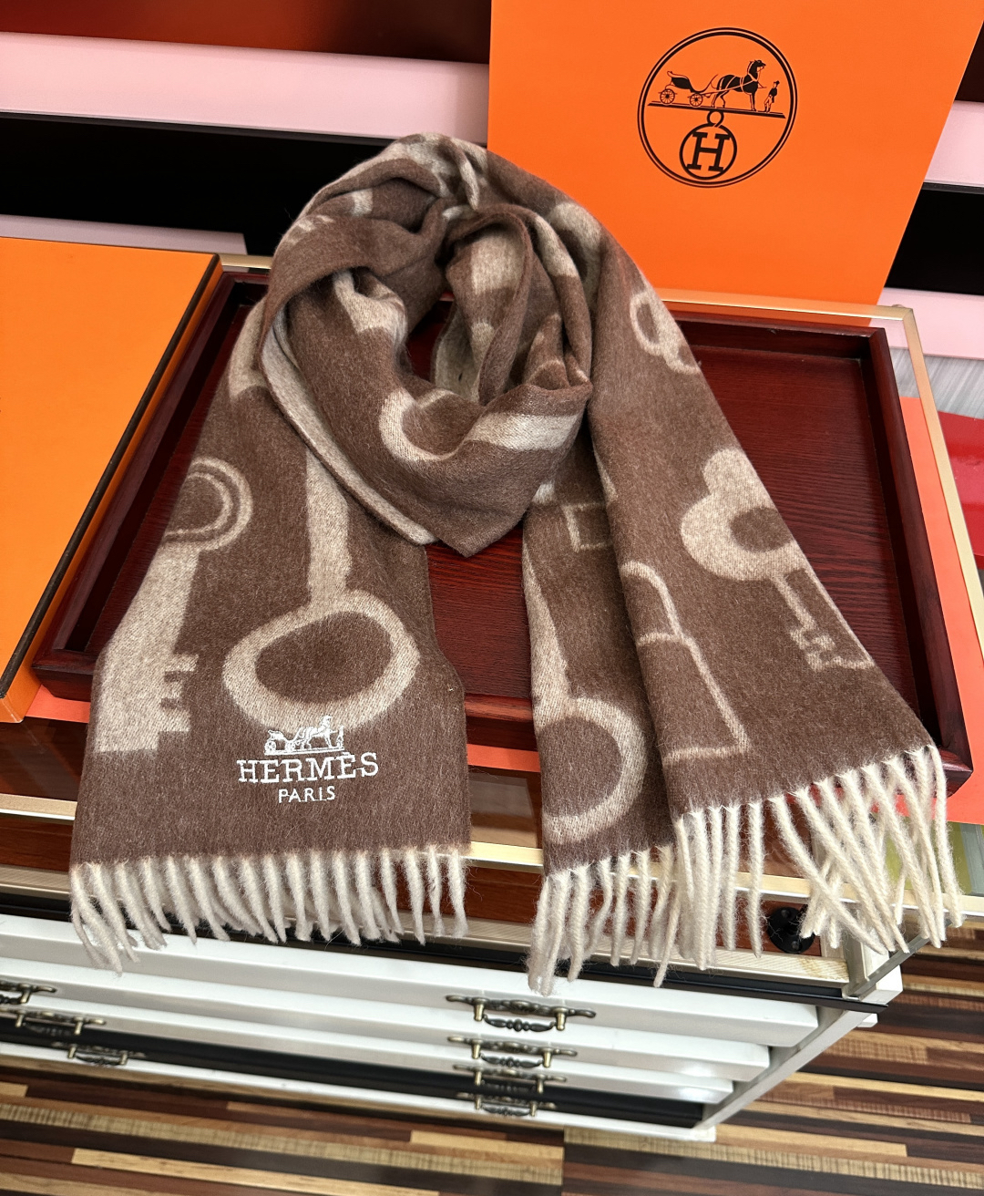 [TOP] HERMES Scarf 30x180cm - Brown - 711 Luxury