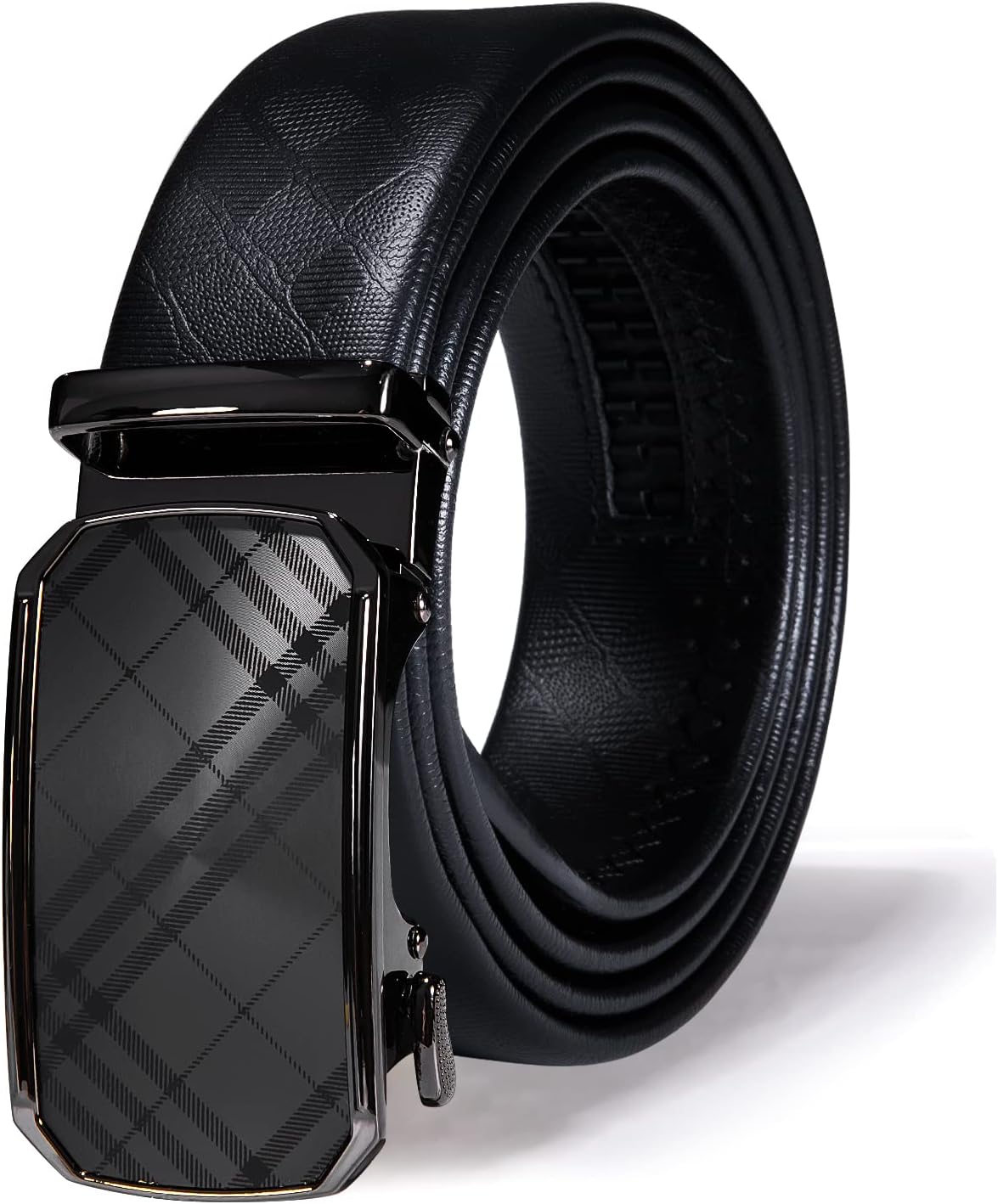 Dubulle Designer Ratchet Belt for Men Leather Fashion Adjustable Automatic Buckle Sliding Removable Dress Casual