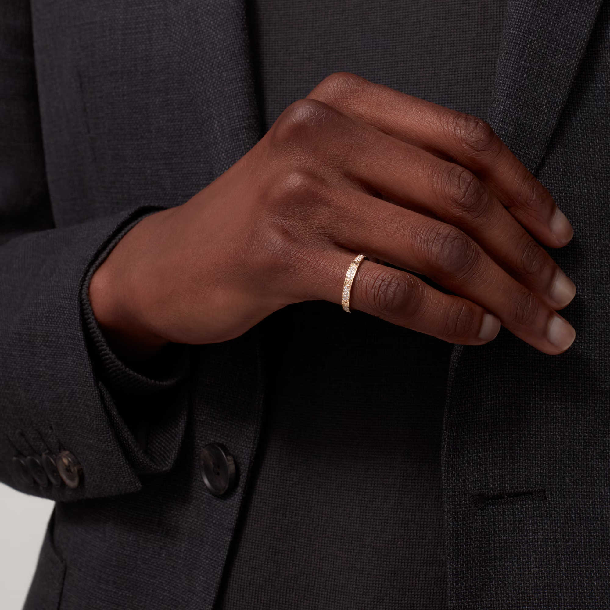 Carty Love Stardust Ring ,Yellow Gold ,Full Pave Moissanite,Small Model