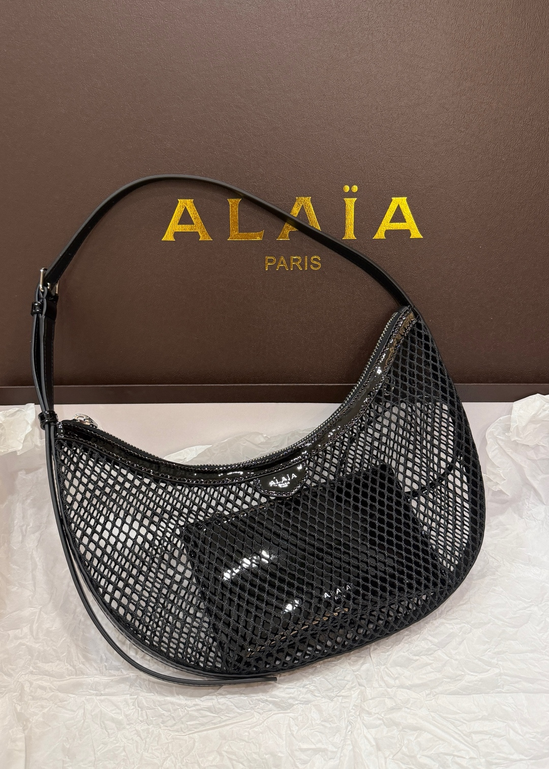 [TOP] ALAIA Fishing Net Bag 30*16 CM - Black - 711 Luxury