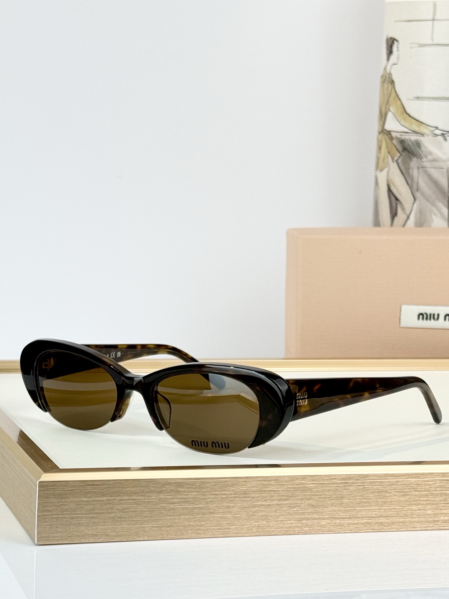 Designer blue Sunglasses MiuMiu Blue-ray Transparent Lenses Vedette Sunglasses#393768 View 2 | Nigo Office
