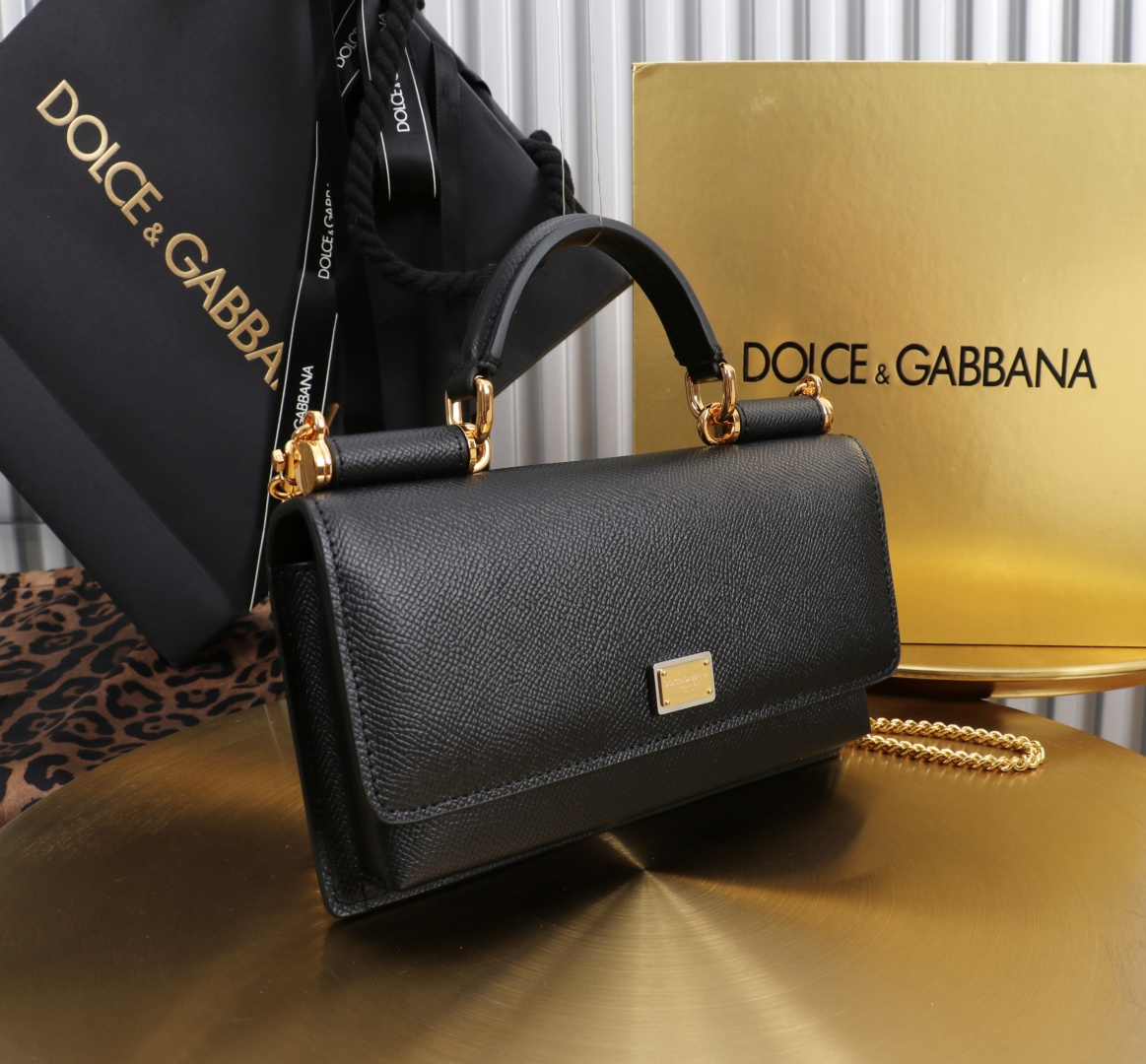 [TOP] Dolce & Gabbana D&G Bag Palm Print Cowhide Bag 20x11x3cm - Black - 711 Luxury