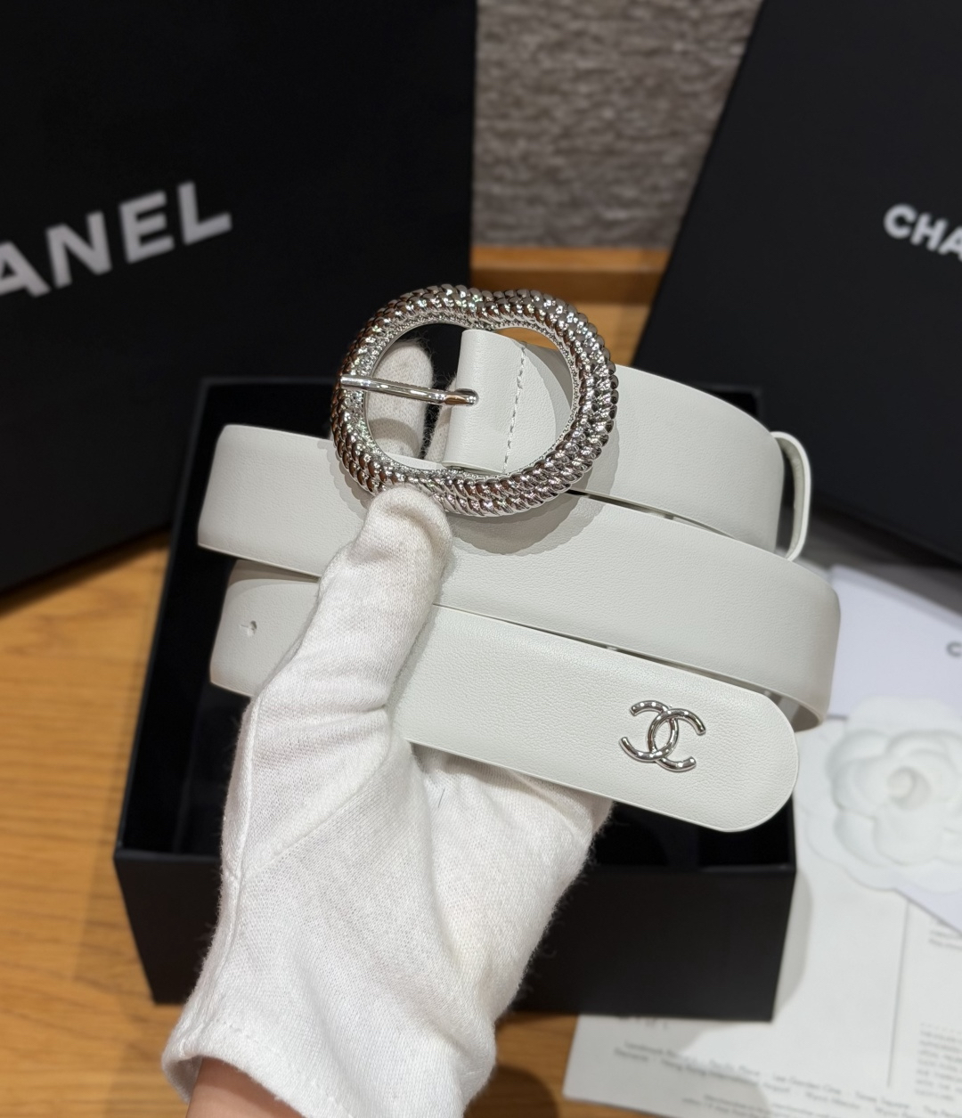 [TOP] CHANEL Cowhide Belt 3 cm - White - 711 Luxury