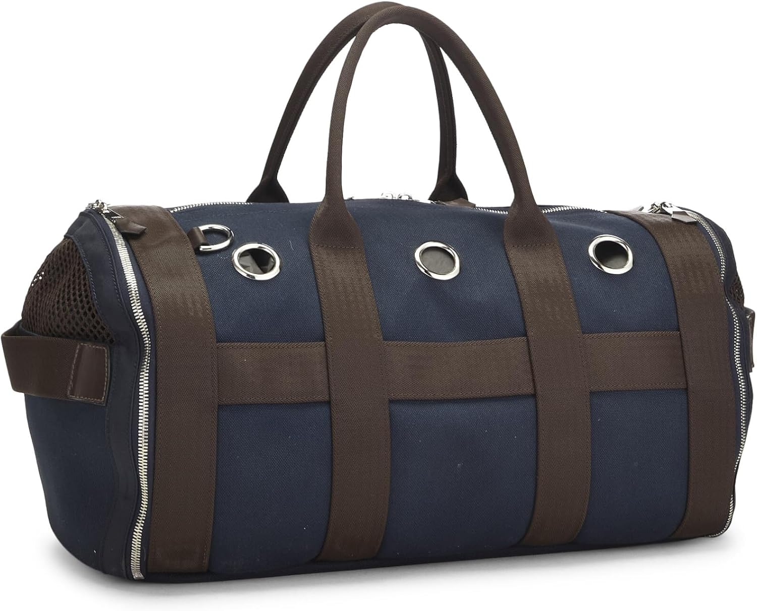 Hermès, Pre-Loved Canvas Dog Carrier, Navy
