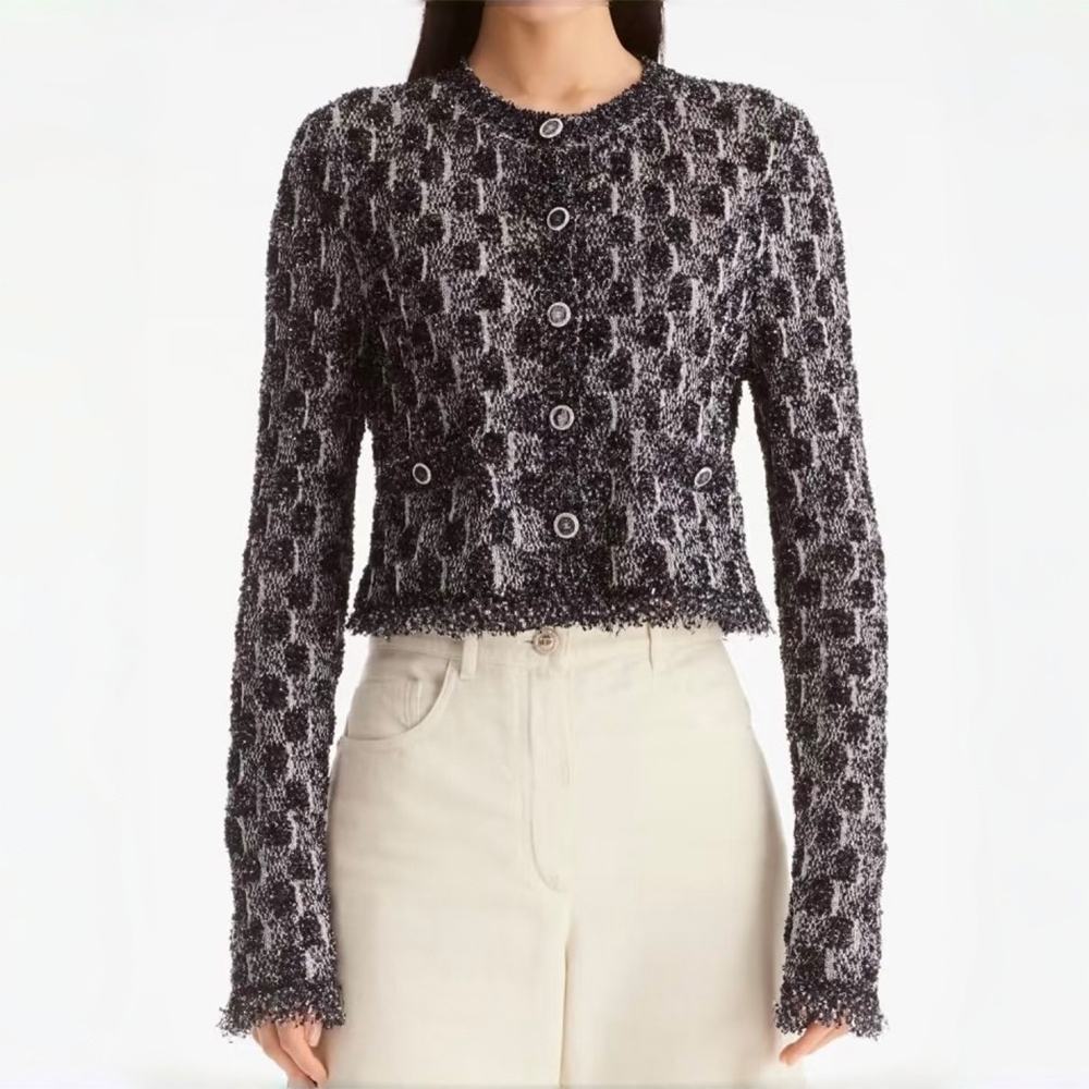 Chanel Blue Black Silver Knitted Cardigan #380013