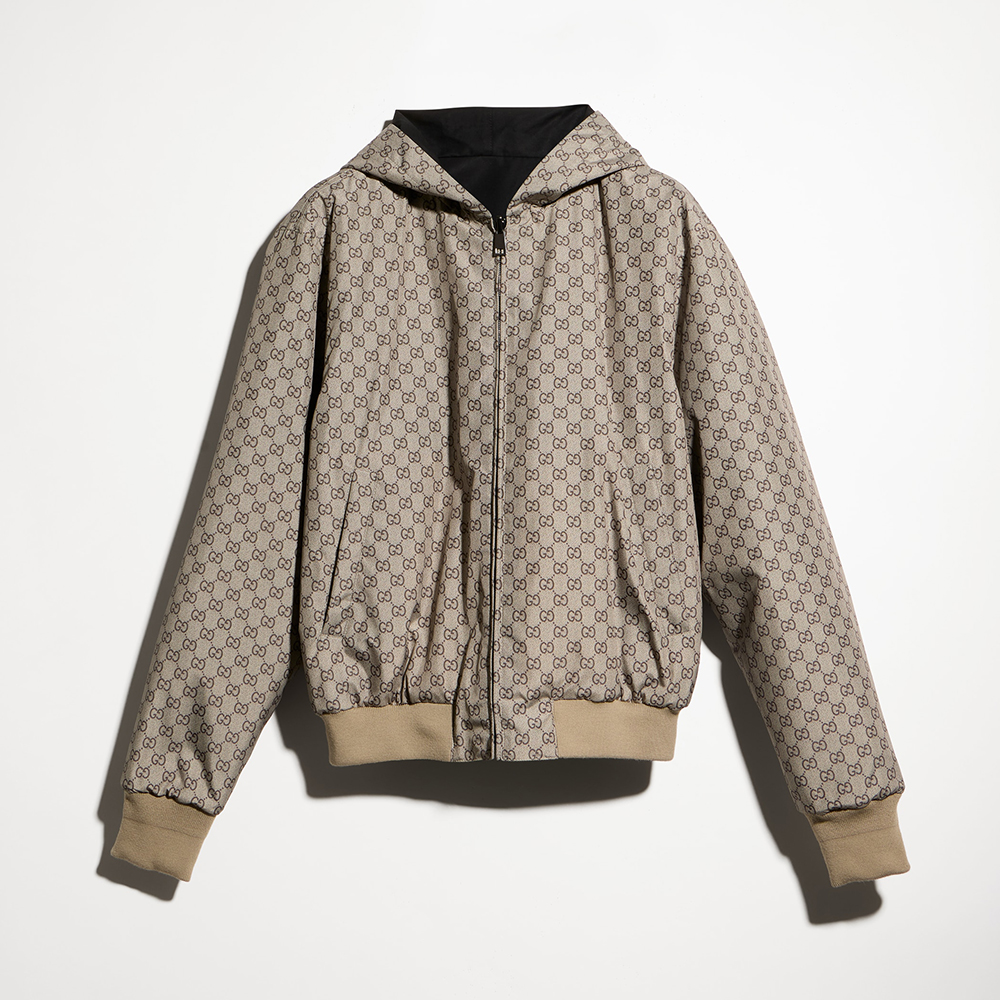 Gucci black Clothing GUCCI Reversible Cotton Canvas Zip Jacket in Black and Dark Brown #394204 | Nigo Office