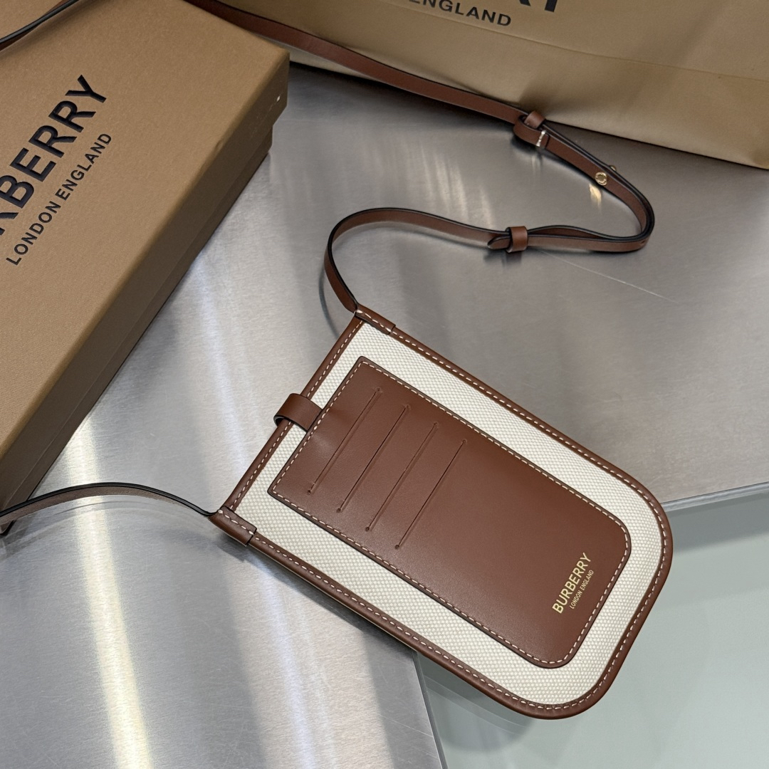 [TOP] BURBERRY Phone Bag Canvas 12x3.5x18cm - White - 711 Luxury