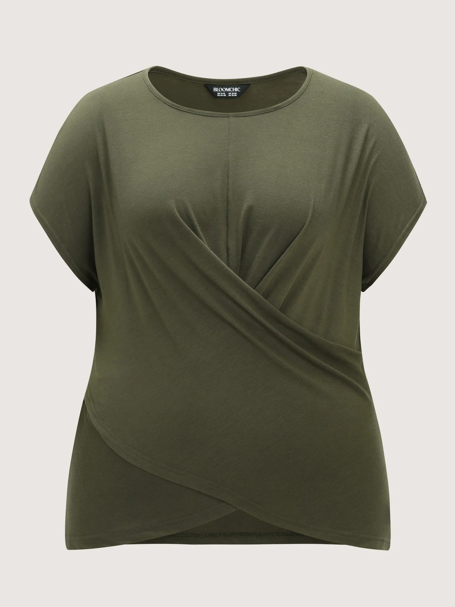 Supersoft Stretchy Overlap Pleated Knit Top