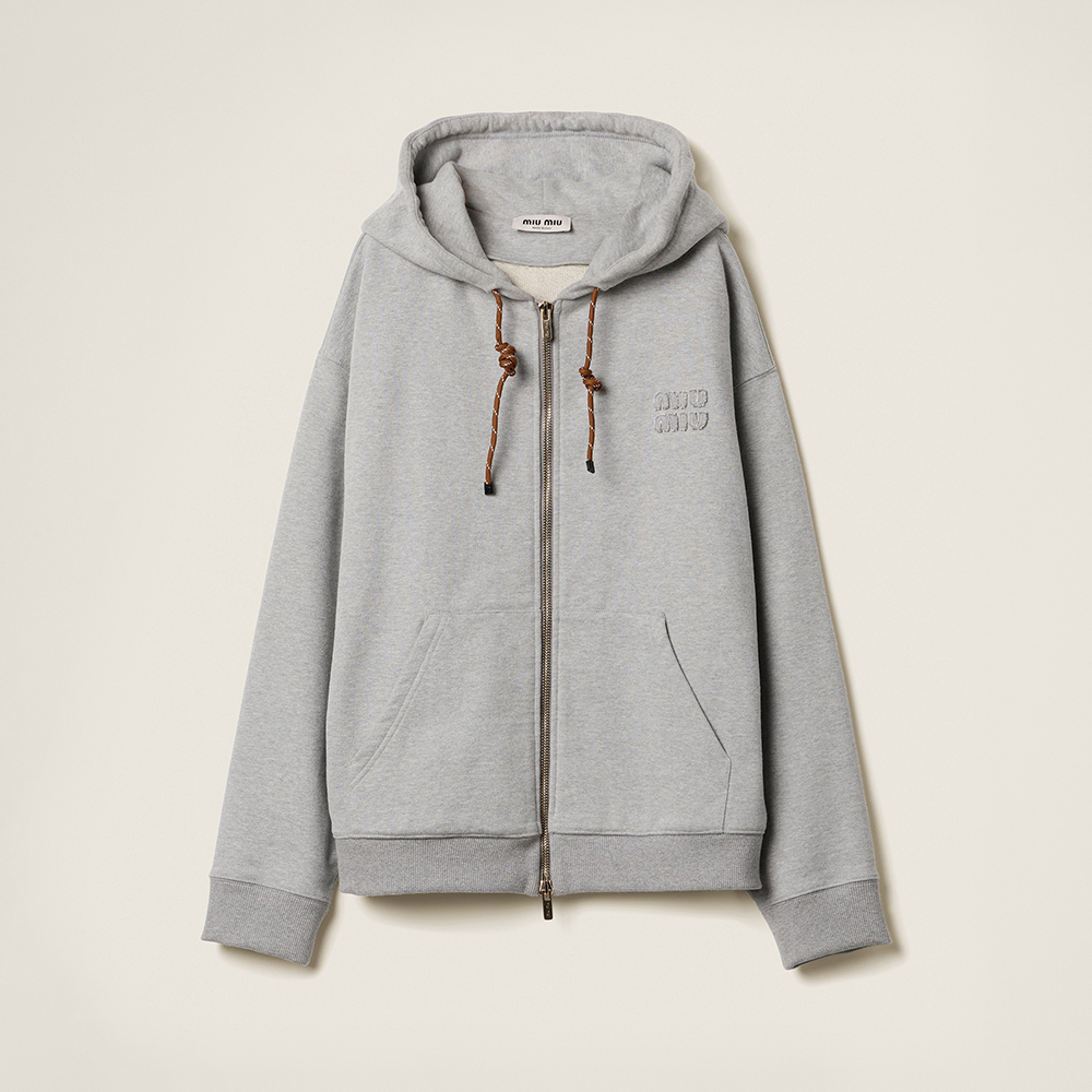 MiuMiu Grey Cotton Fleece Sweatshirt #379868