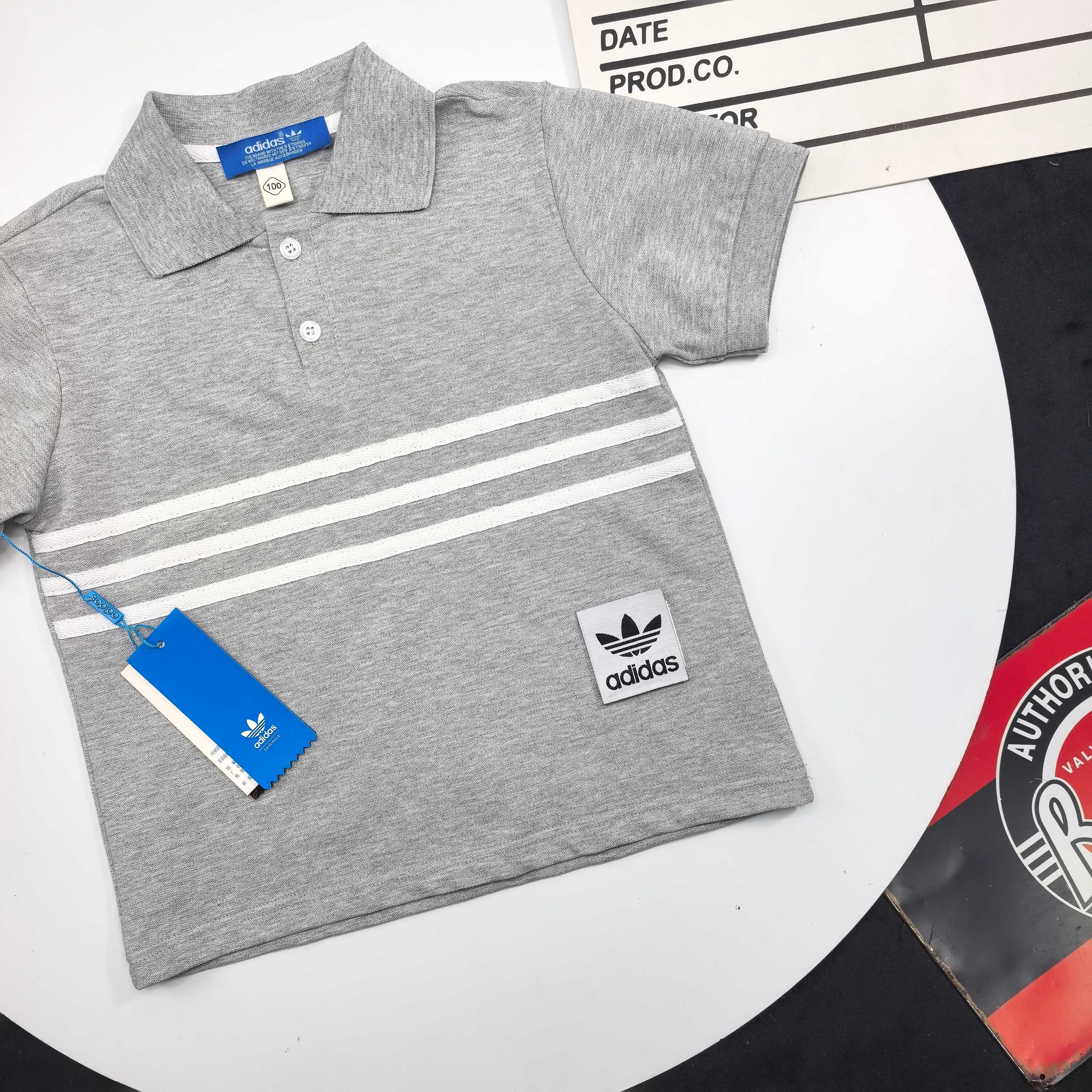 Adidas Unisex Kids Three Stripes Trefoil Patch Short Sleeve Polo Shirt Boys Girls Casual Tee Sizes 90-160
