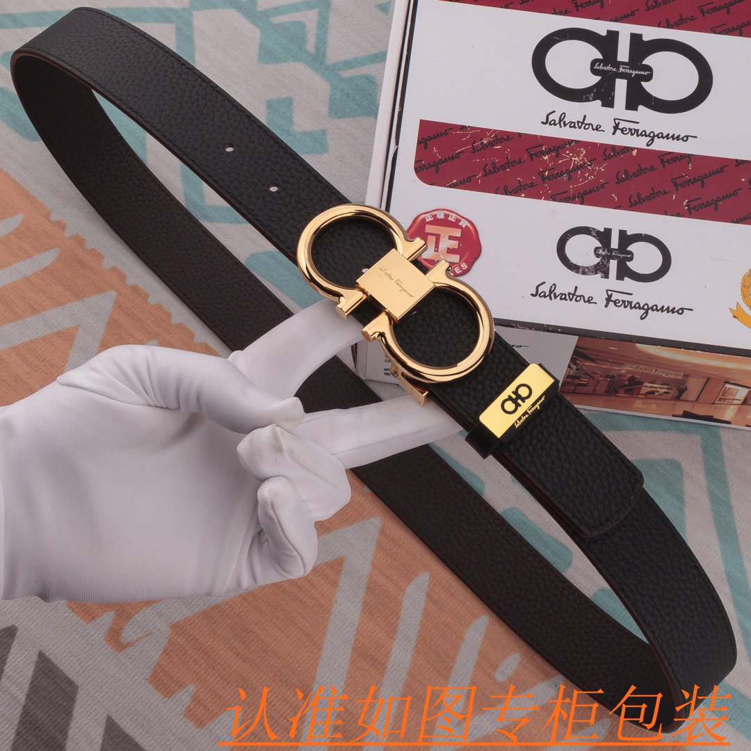 [TOP] Ferragamo Men's Belt 3.5cm - Black - 711 Luxury