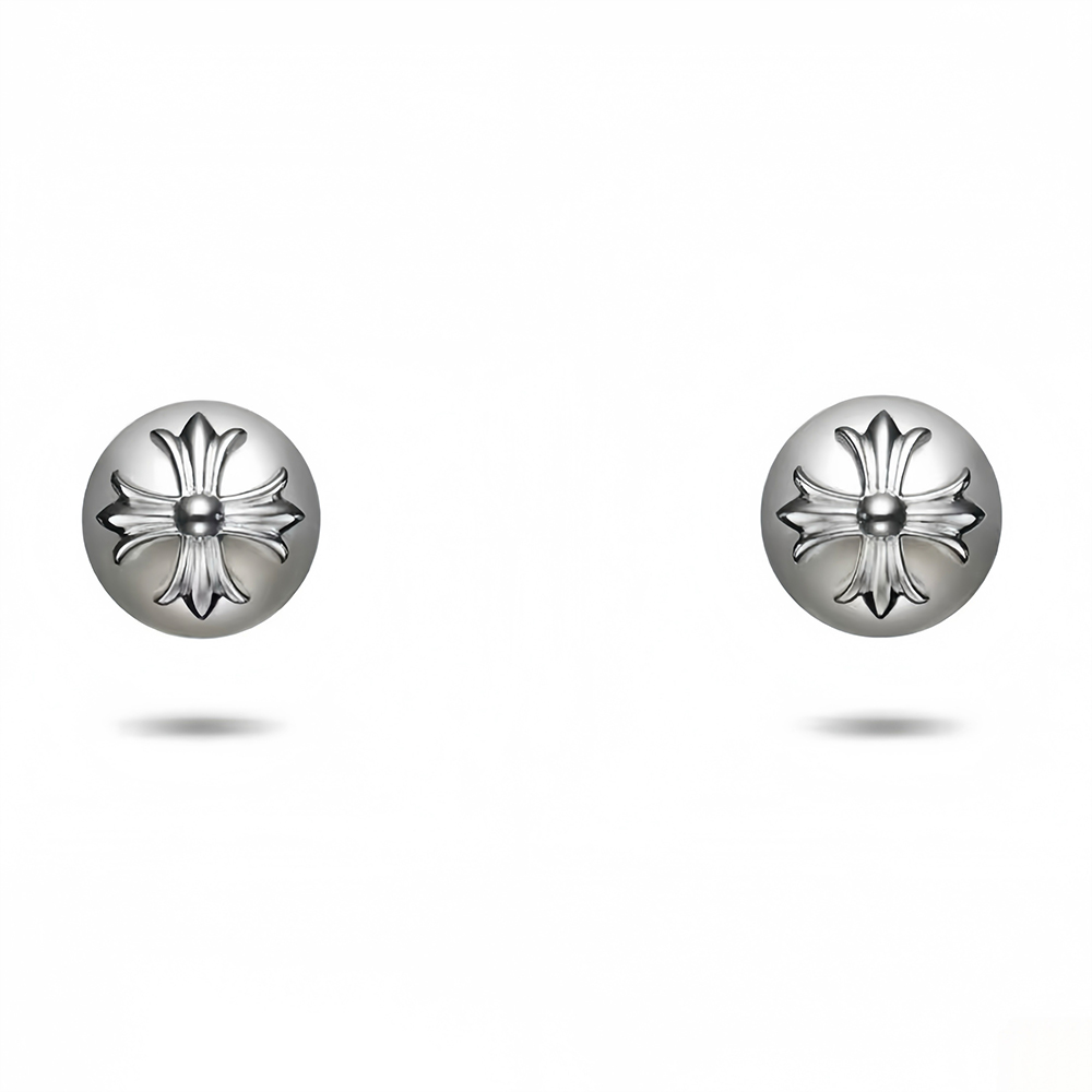 Chrome Hearts Jewelry Chrome Hearts x Mikimoto Pearl Cross Earrings #395634 | Nigo Office