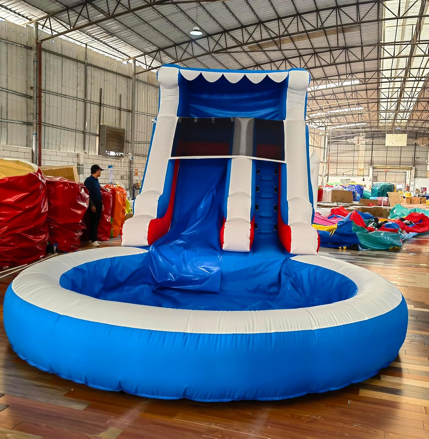 24FT(L) Commercial Grade Water Slide for Kids Adults, (Heavy Duty Full PVC) (Big Airtight Splash Water Pool), (1100w Blower), Inflatable Waterslide for Backyard, Ocean Outdoor Slide Park, 24x13x12ft