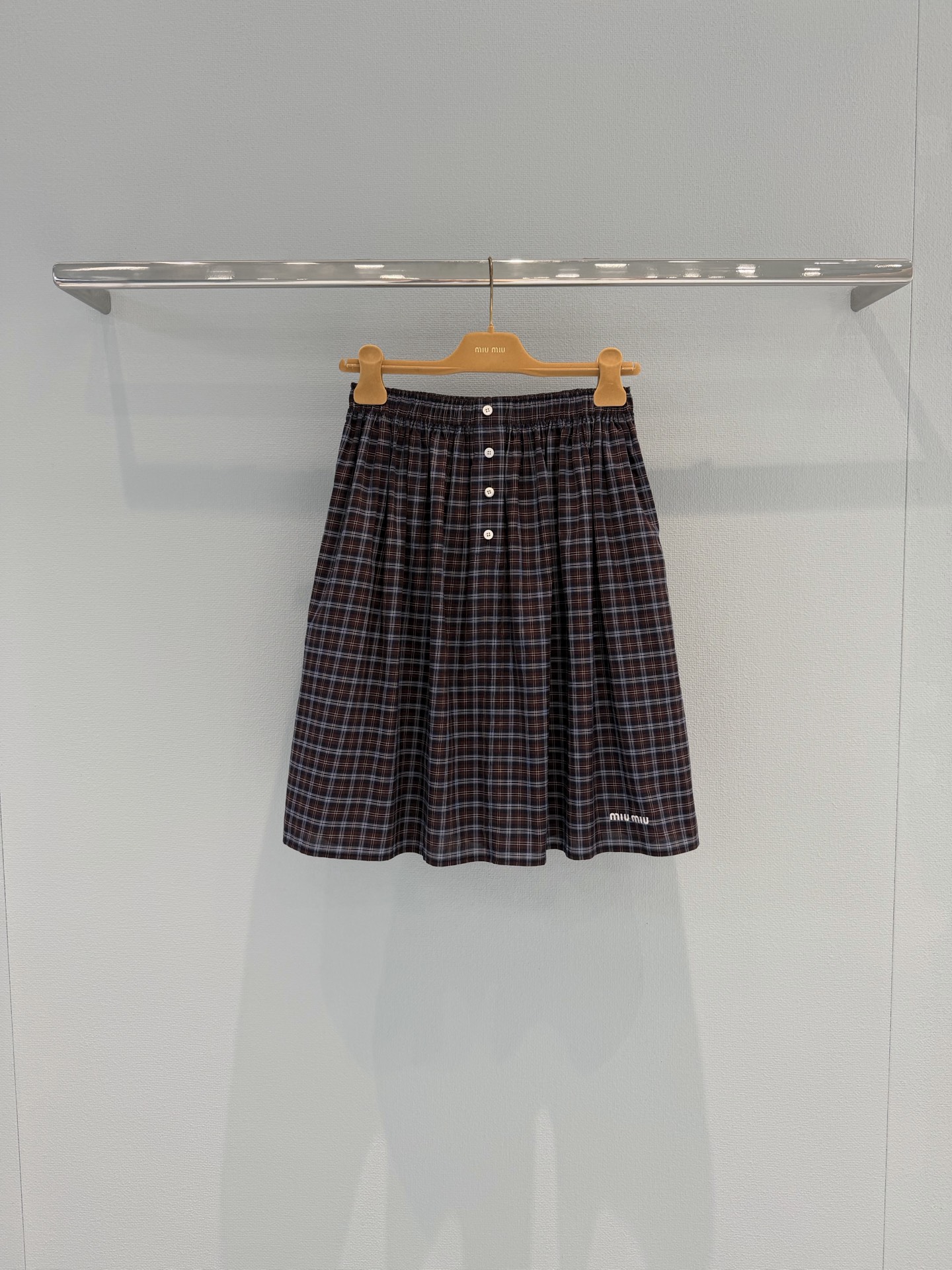 [TOP] Miu Miu Plaid Skirt - Brown - 711 Luxury