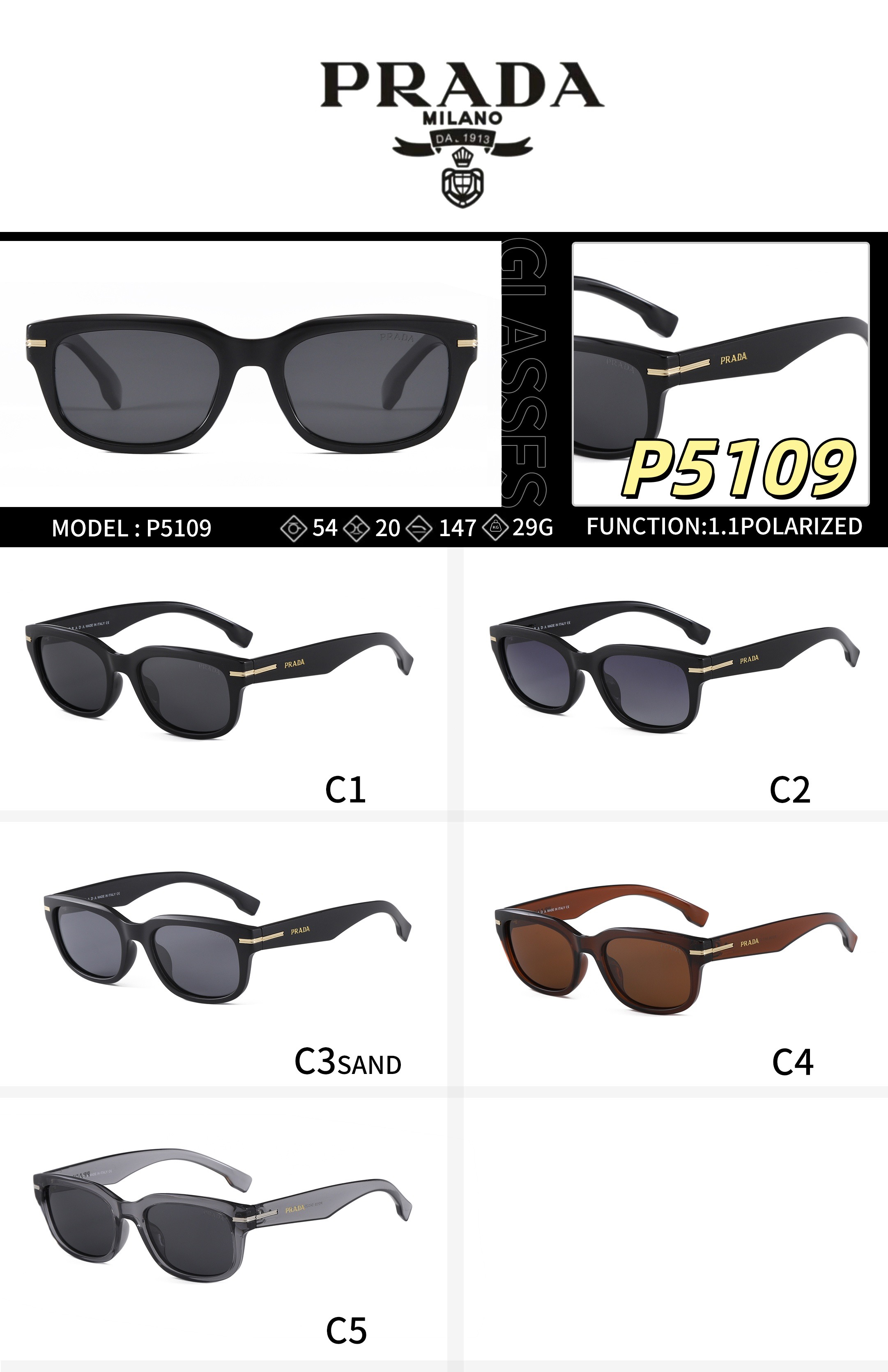 [TOP] PRADA Sunglasses - 5 Colors - 711 Luxury