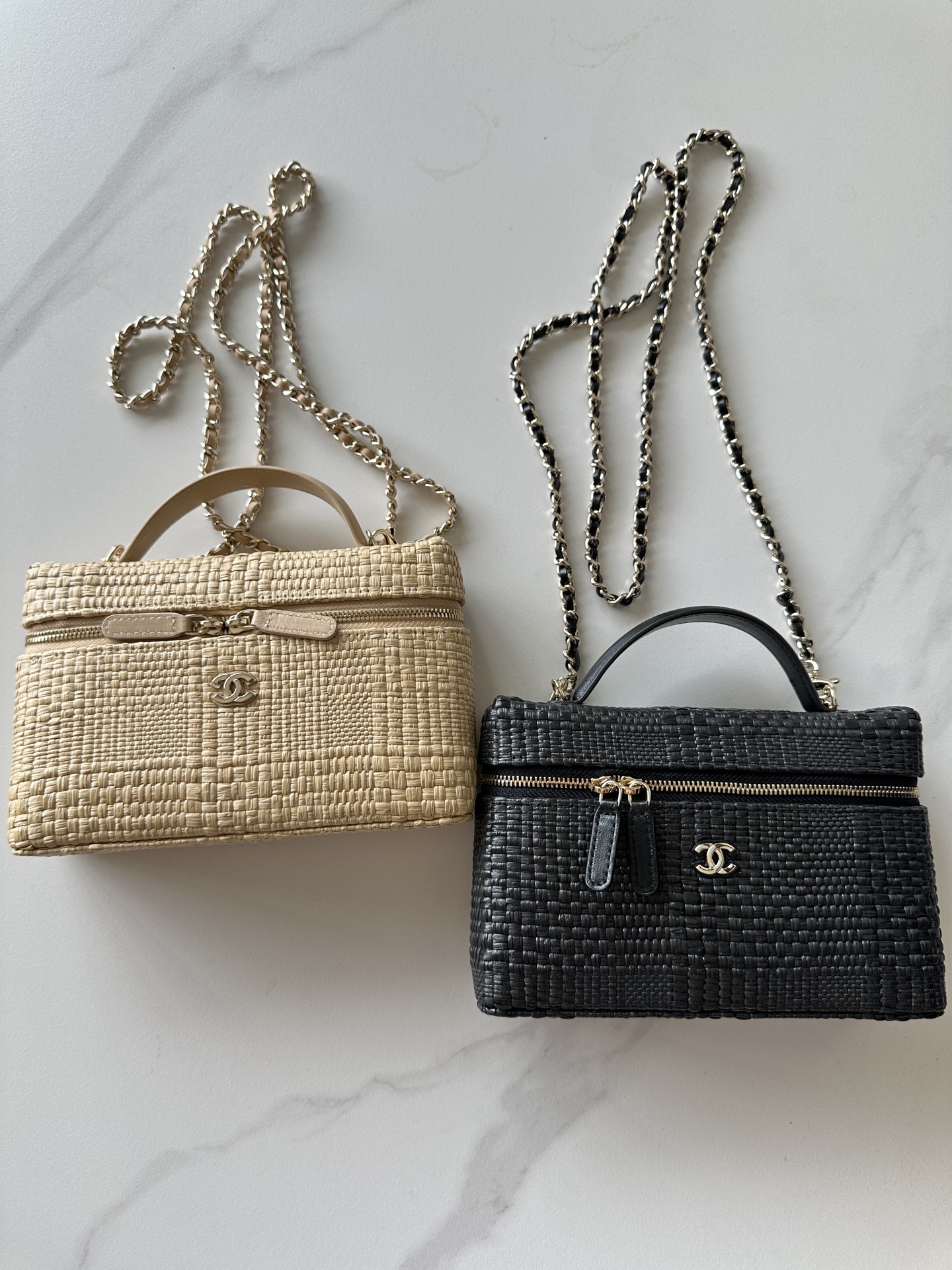 [TOP] CHANEL Woven Grass Vanity Case Top Handle 17cmX9.5cmX8cm - 2 Colors - 711 Luxury