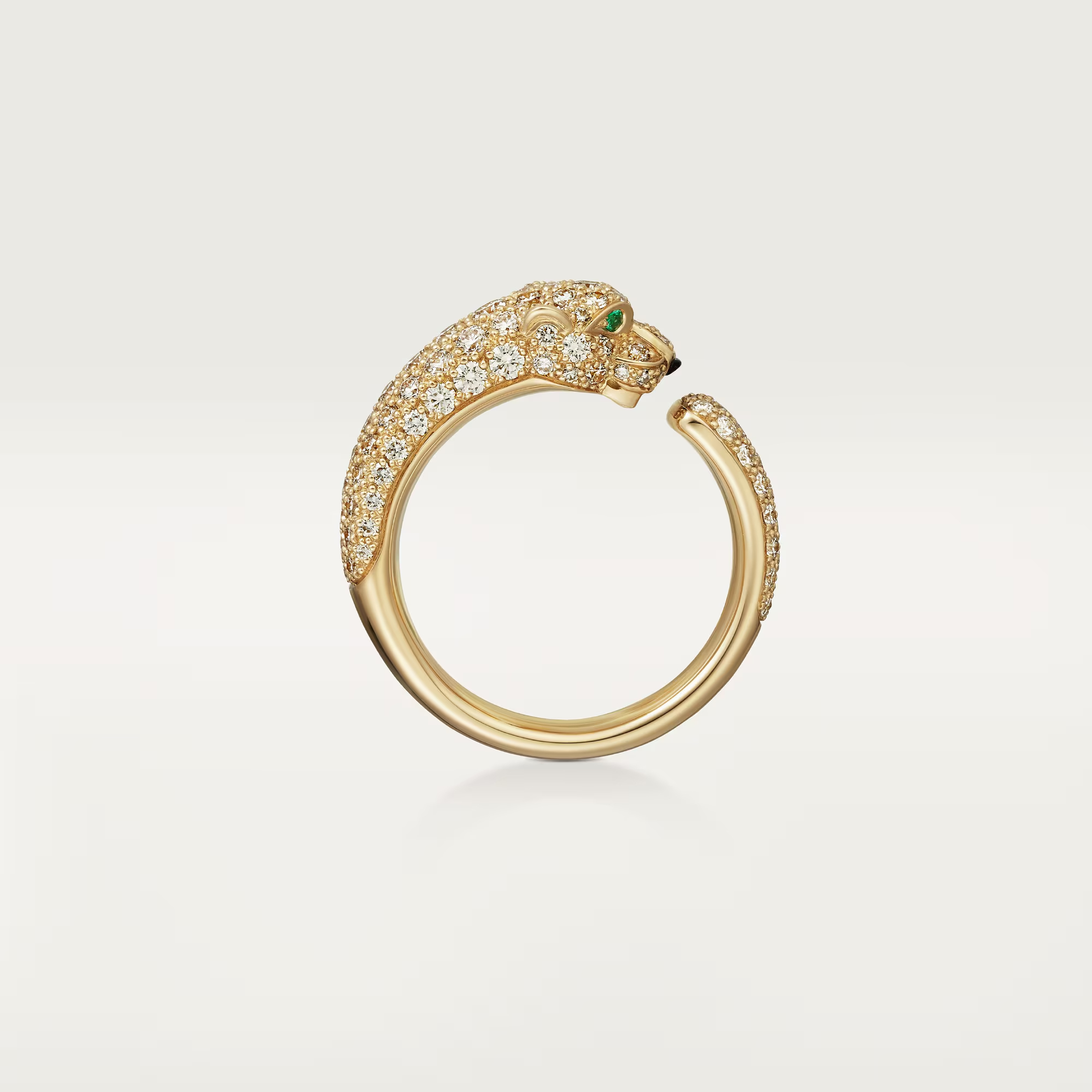 Carty Panther Pure Ring, Yellow Gold, Small Model, Paved