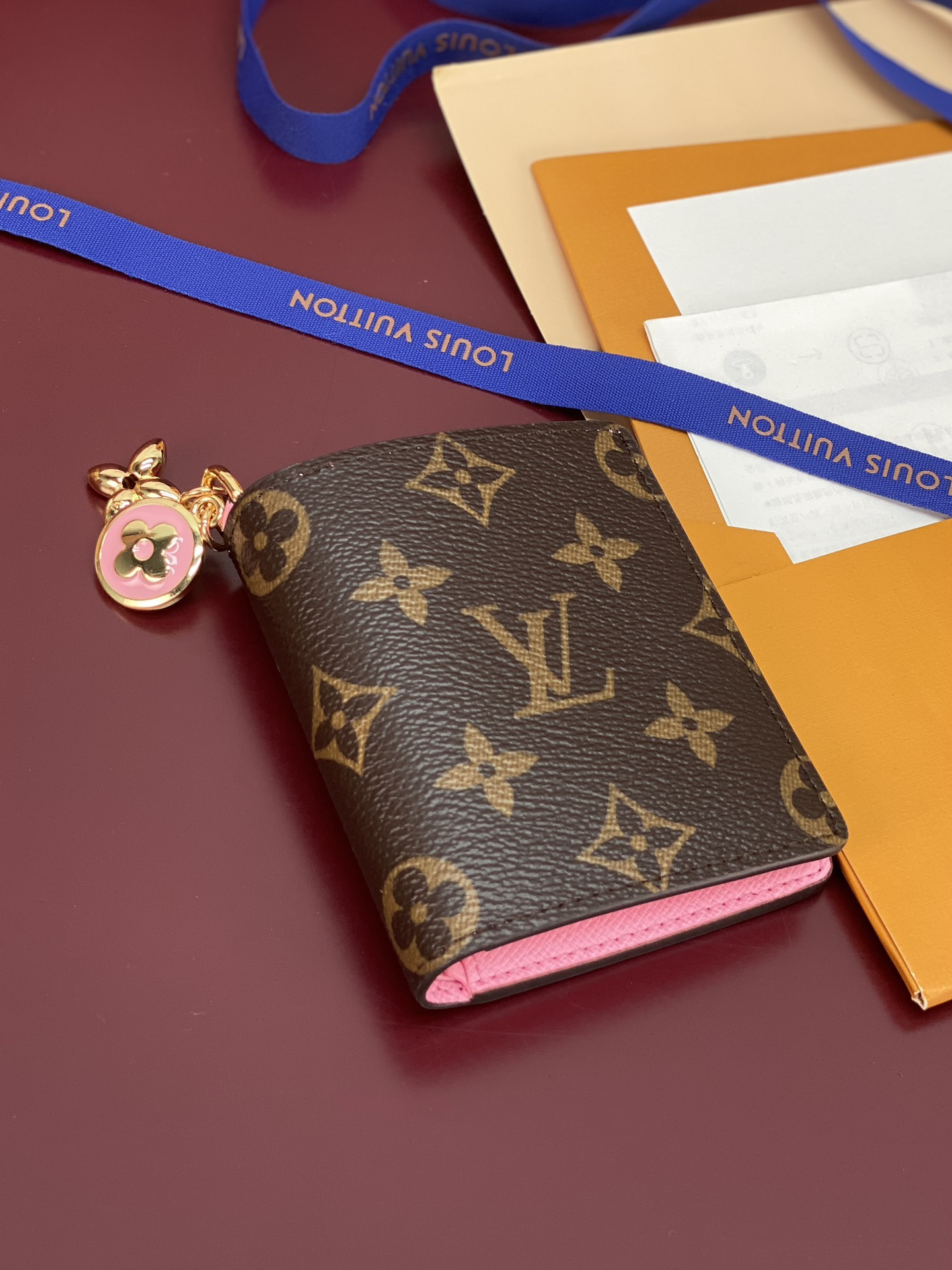 [TOP] Louis Vuitton LV Monogram Canvas/Leather Wallet 9x10x2.5cm - Brown/Pink - 711 Luxury