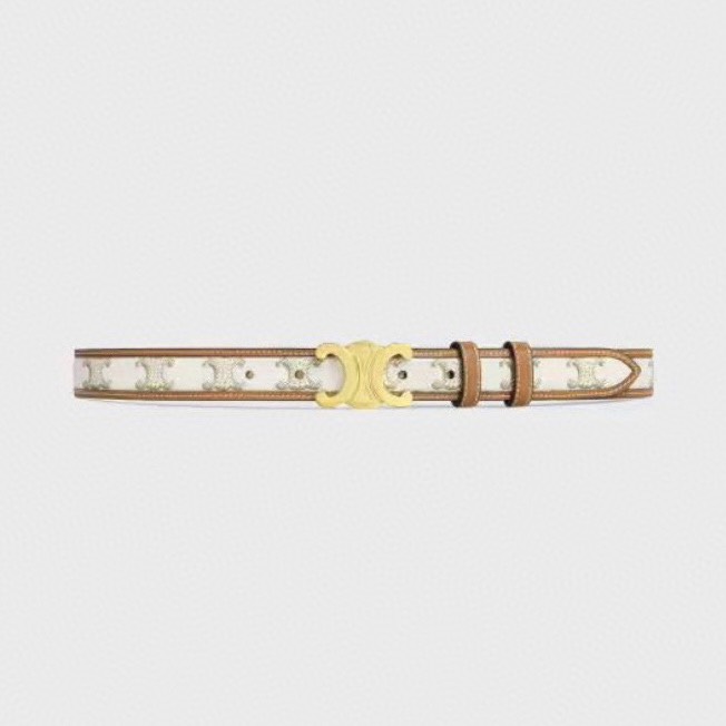 [TOP] CELINE Belt Calfskin 2.5cm - White and Brown - 711 Luxury