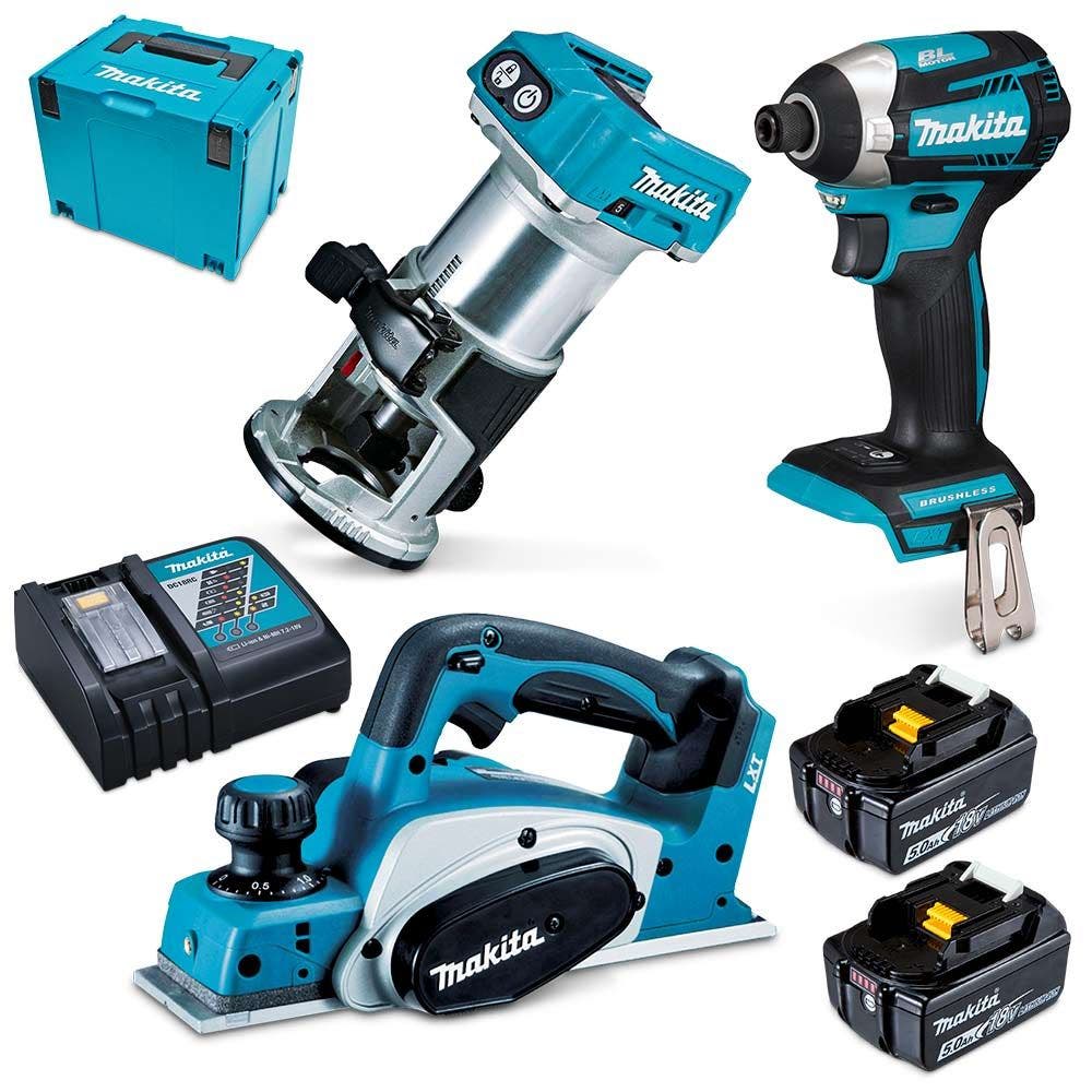MAKITA 18V Brushless 3 Piece 2 x 5.0Ah Combo Kit DLX3098TJ