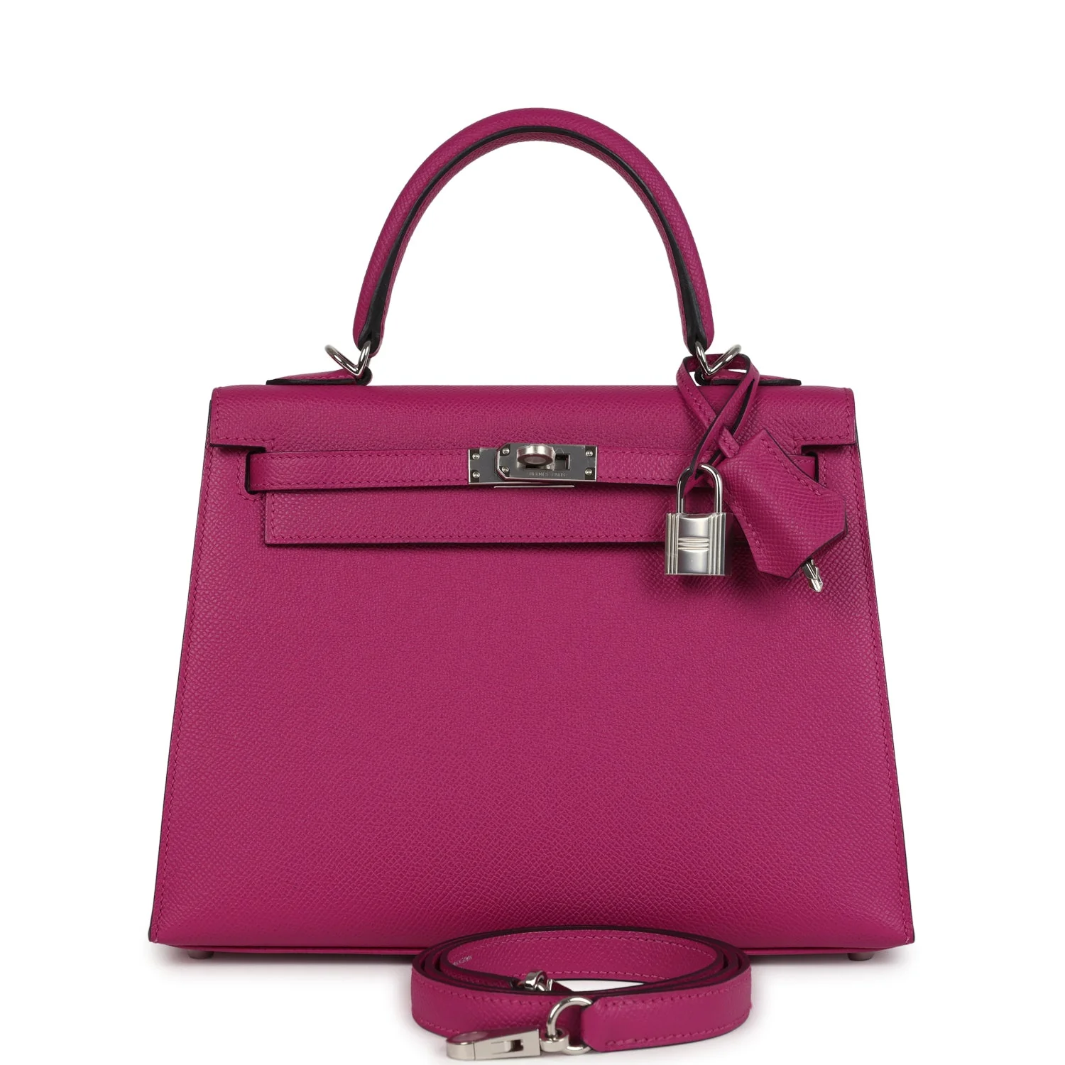 Hermes Kelly Sellier  Rose Pourpre Epsom Palladium Hardware