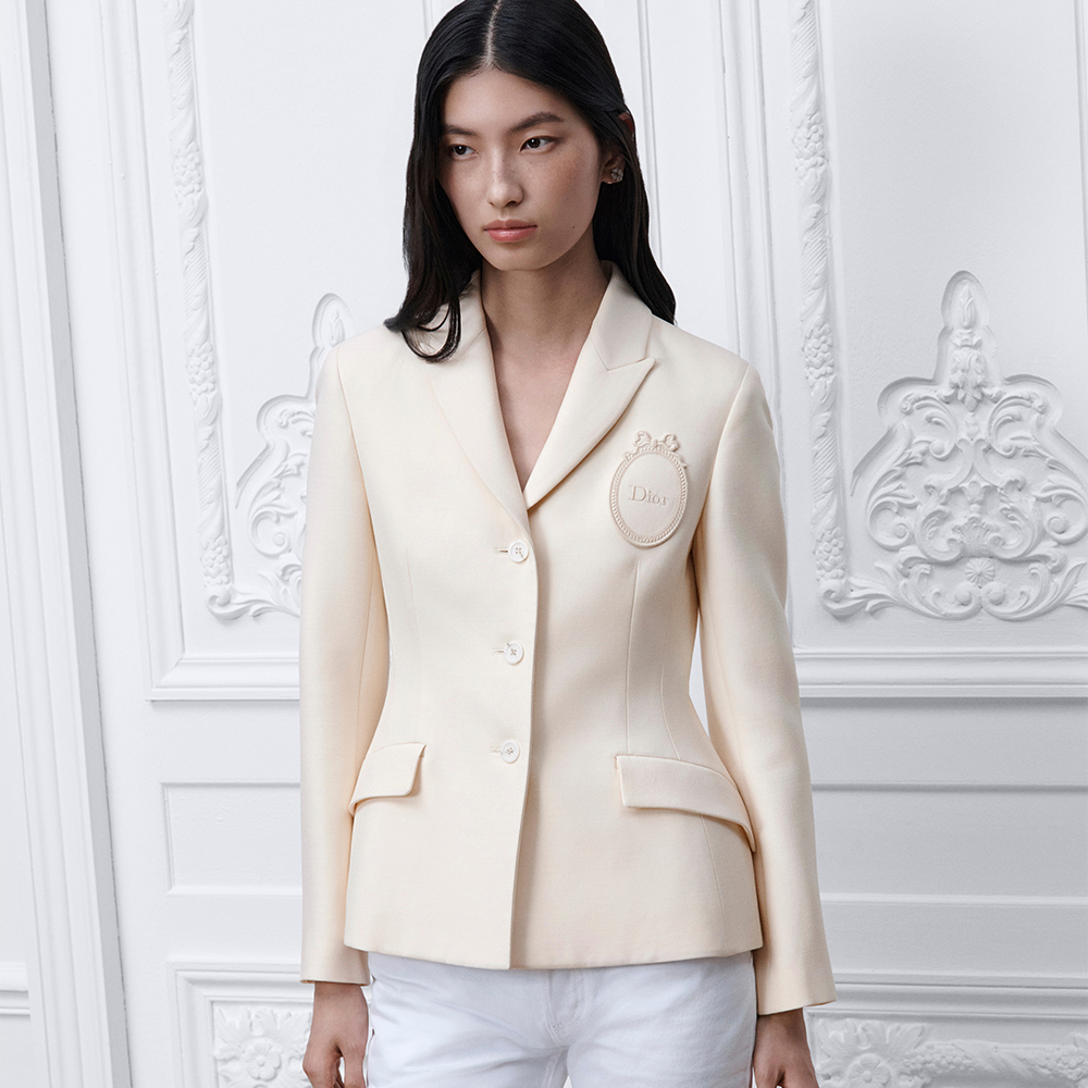 Dior Clothing DIOR Dior Médaillon Embroidered Bar Jacket Ecru Wool and Silk #379223 | Nigo Office