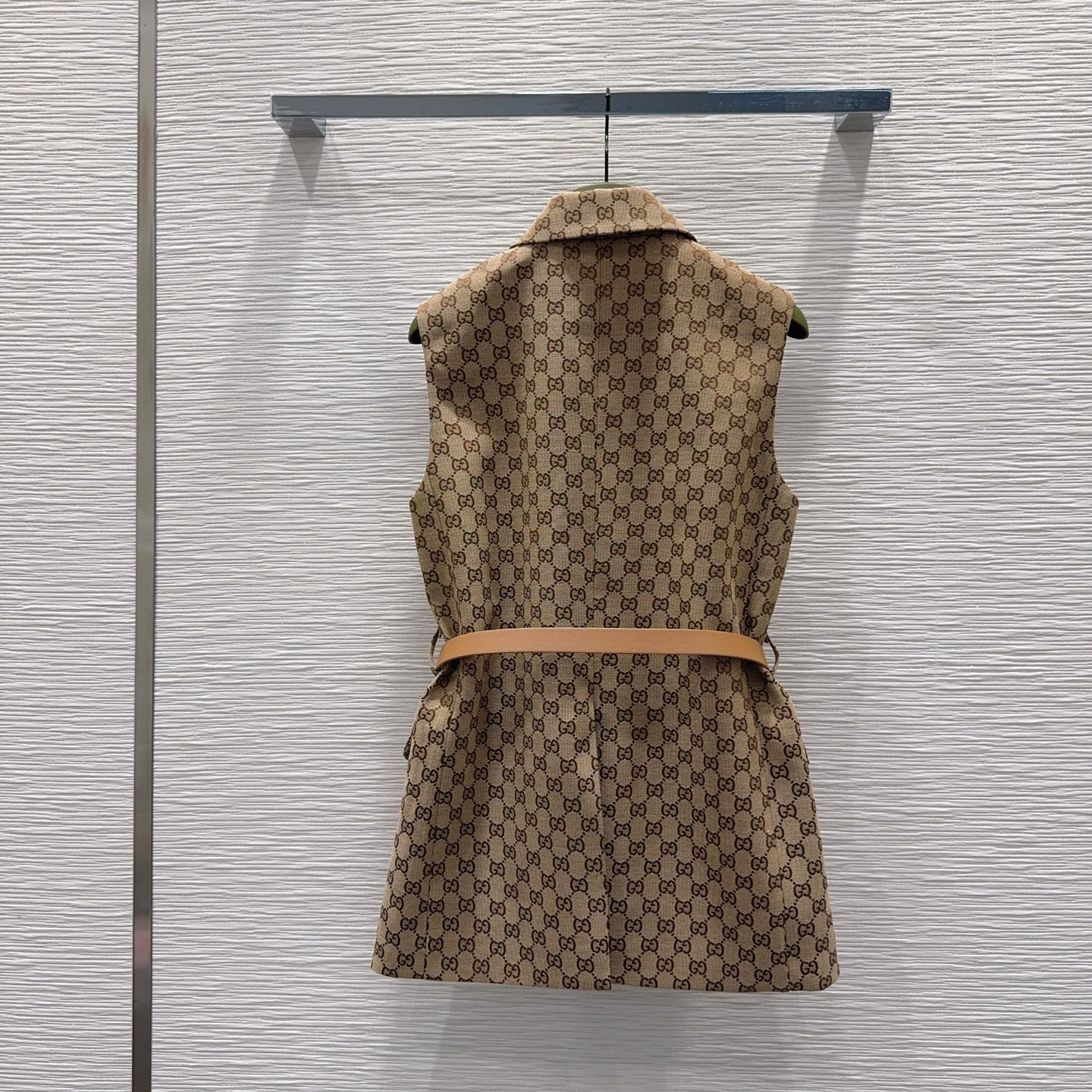 [TOP] GUCCI GG Jacquard Sleeveless Blazer - Brown