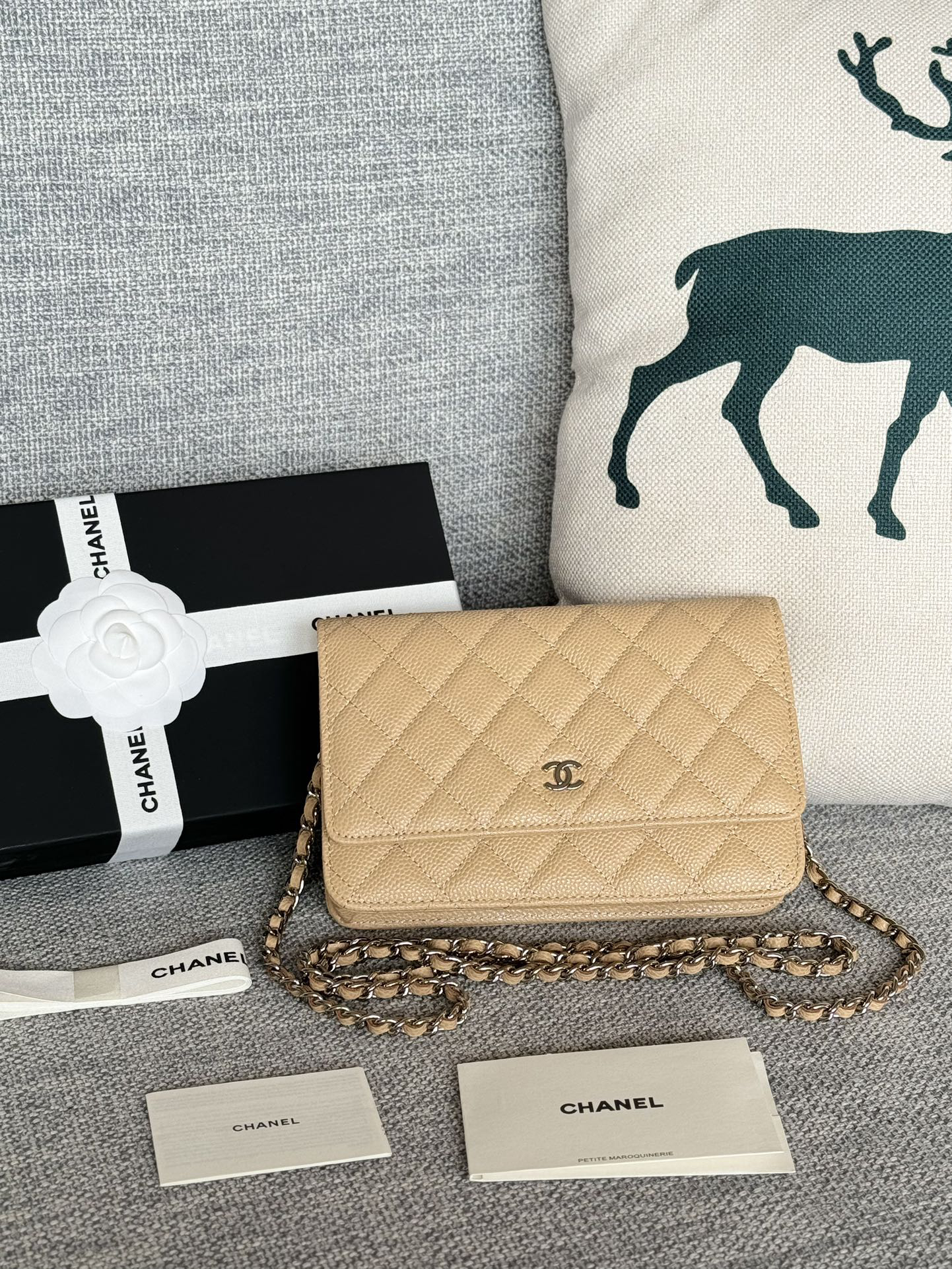 [TOP] CHANEL Woc Bag Cowhide 19x12x3cm - Khaki & SHW - 711 Luxury
