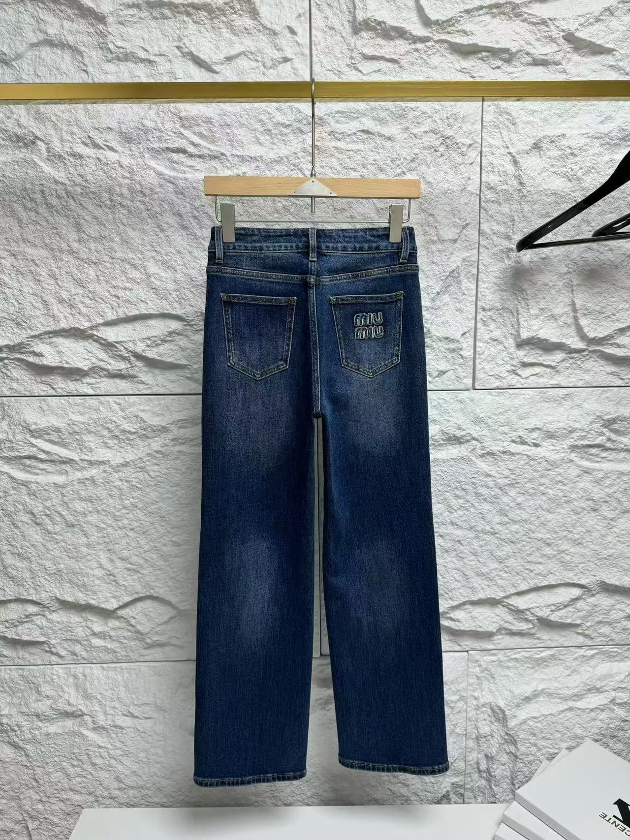 MiuMiu Navy Washed Denim Flared Jeans #335826