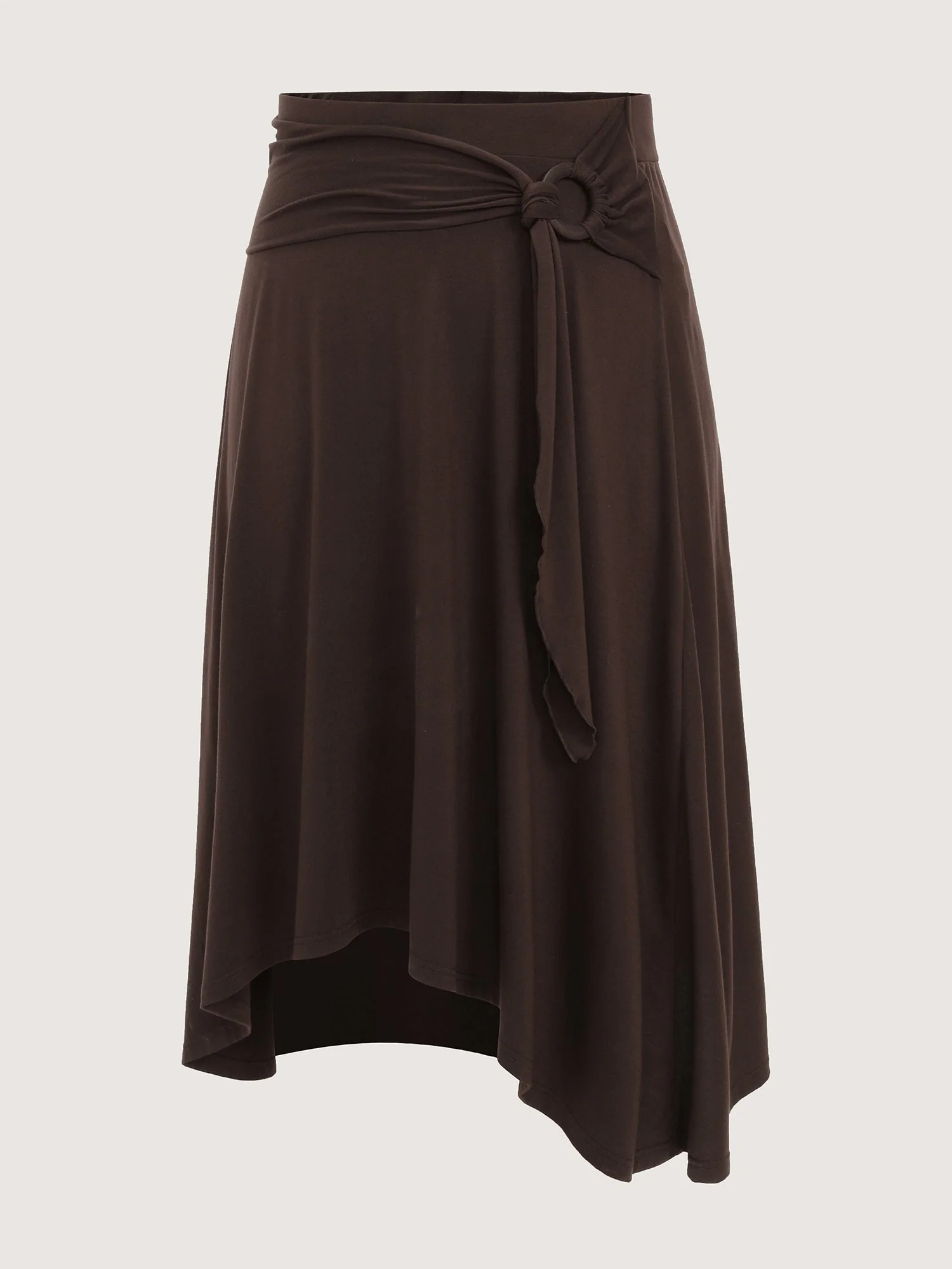 Supersoft Ring Detail Tie Asymmetrical Hem Midi Skirt